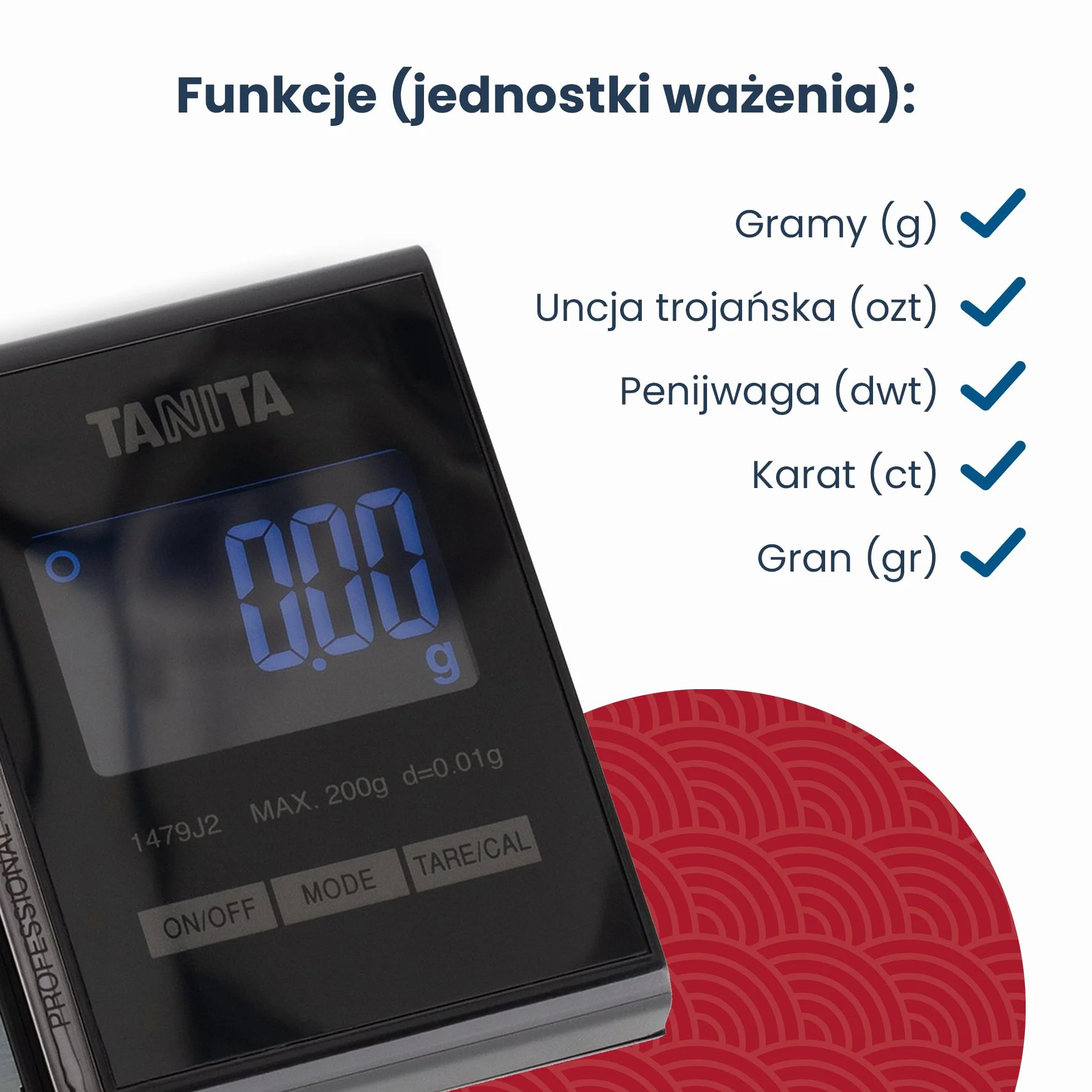TANITA 1479J2 Profesjonalna precyzyjna waga cyfrowa - kompaktowa - łatwa i przenośna - pojemność: 200 g. Dokładność 0,01 g - Do kuchni, kawy i precyzyjnych prac