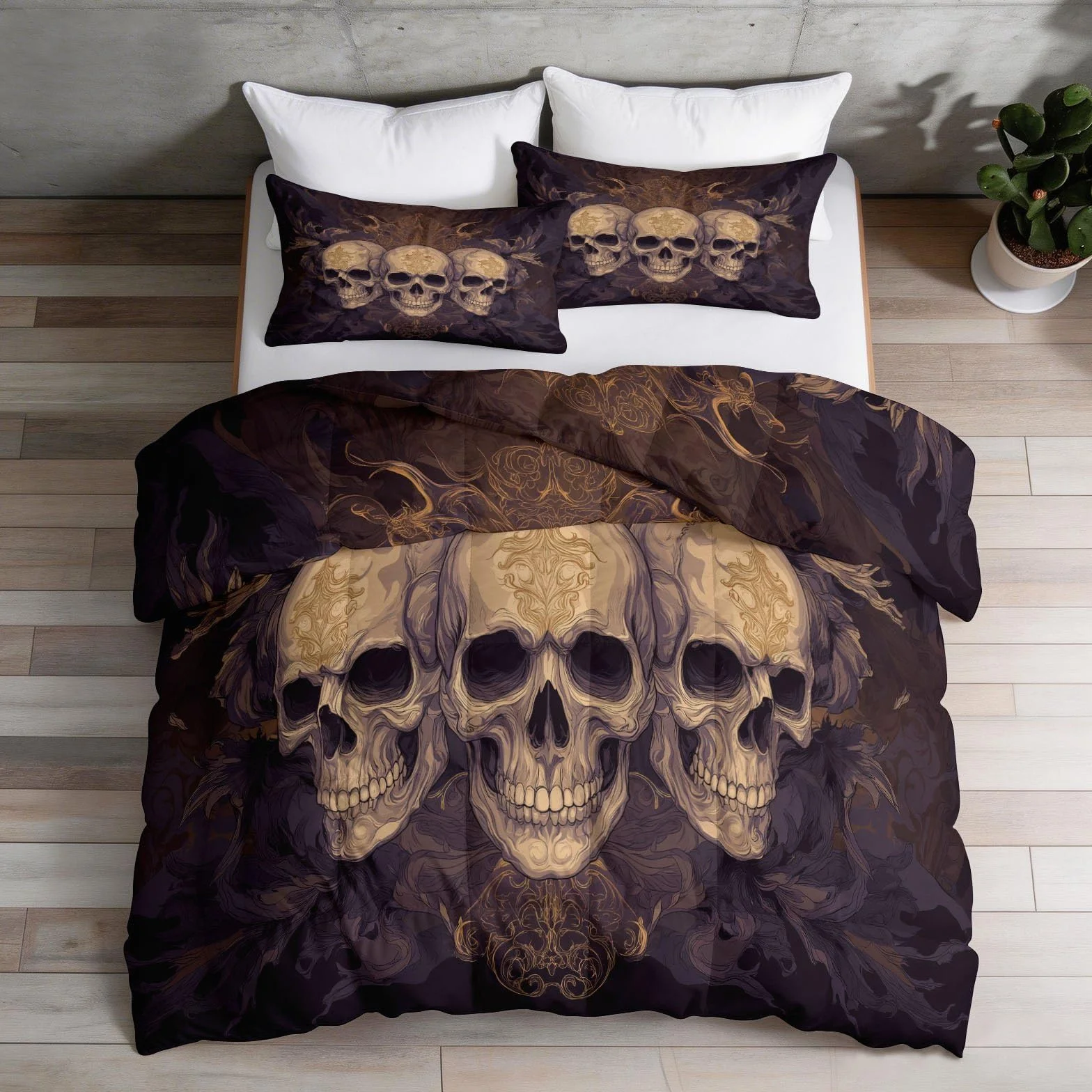 200 x 200 cm kołdra na lato gotycki horror dwustronny żuraw dym akant, miękka bez zintegrowanej poszewki, lekka i cienka oddychająca kołdra, miękka mikrofibra, puszysty komfort, brązowy