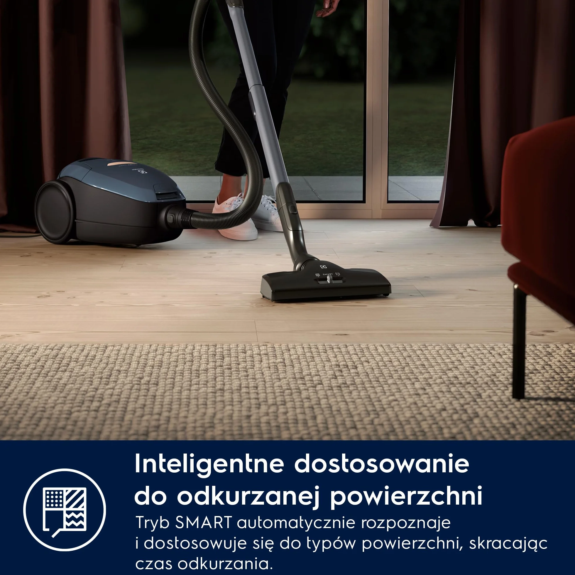 Electrolux Odkurzacz Workowy Pure D8 Silence PD82-8DB, Cicha praca 57dB, Moc 600 W, Automatyczna regulacja mocy, Zasięg 12 m, Szczotka do parkietów, Ssawka 3w1, Zmywalny filtr Hygiene 12, Niebieski