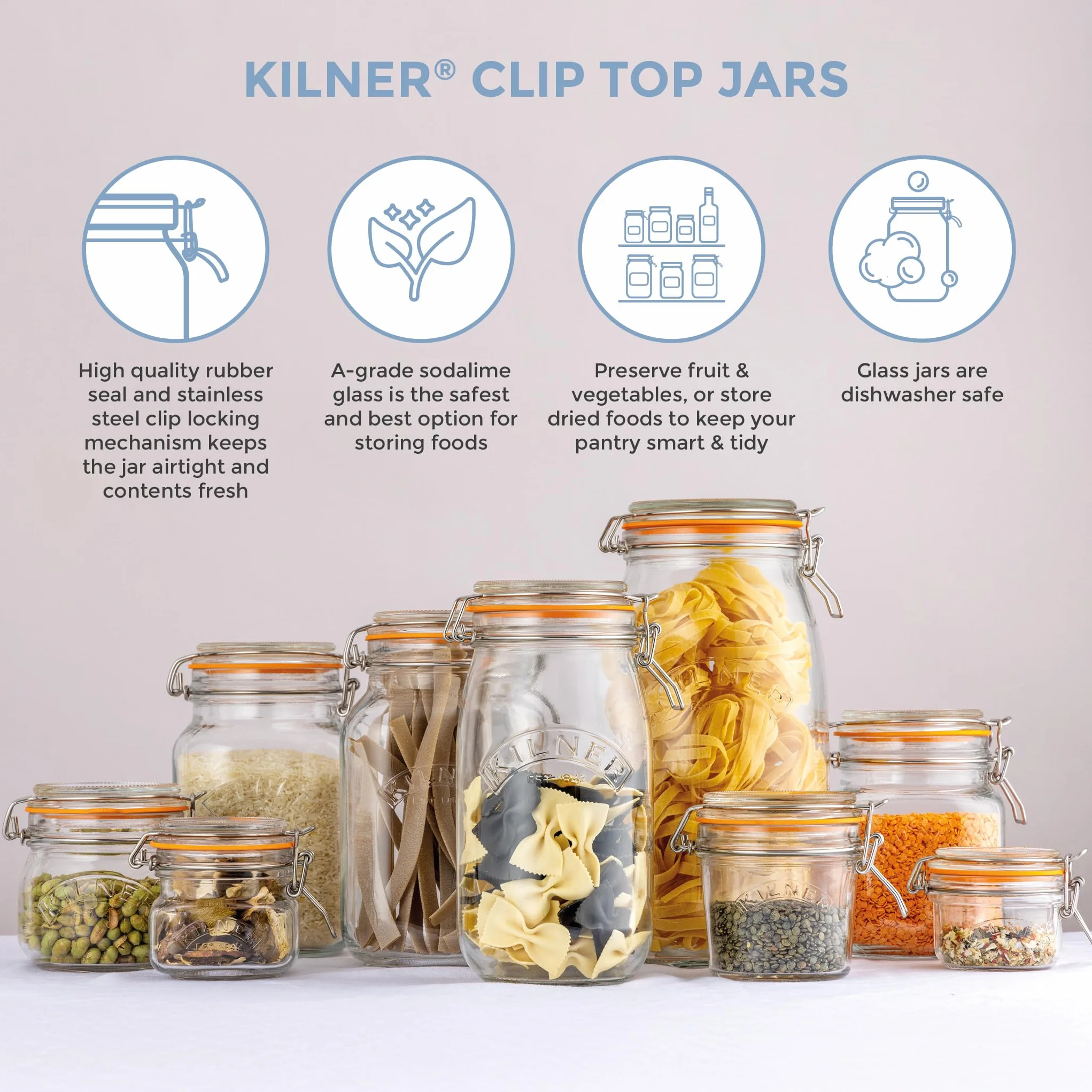 Kilner Szklany słoik z okrągłym klipsem, 1 l