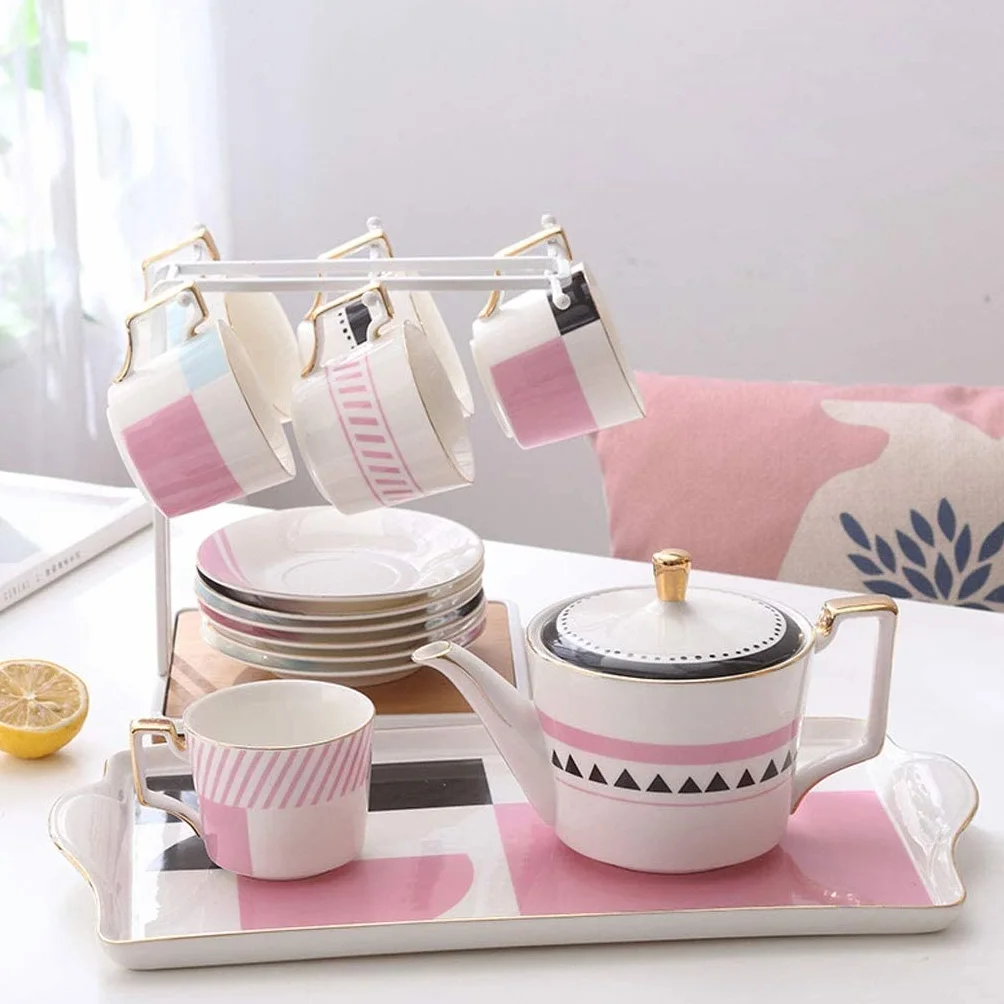 Zestaw Herbaty Brytyjski Ceramiczny Zestaw Do Kawy Z Uchwytem Na Kubek Taca Herbaty Luksusowy Garnek I Danie Zaawansowany Czajniczek Domowy Popołudniowej Dzbanek do Filiżanki