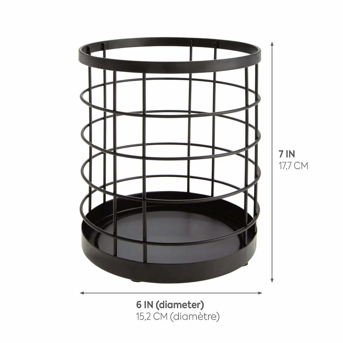 Idesign Austin Uchwyt na Przybory Kuchenne, Czarny, Ø 15.2 cm