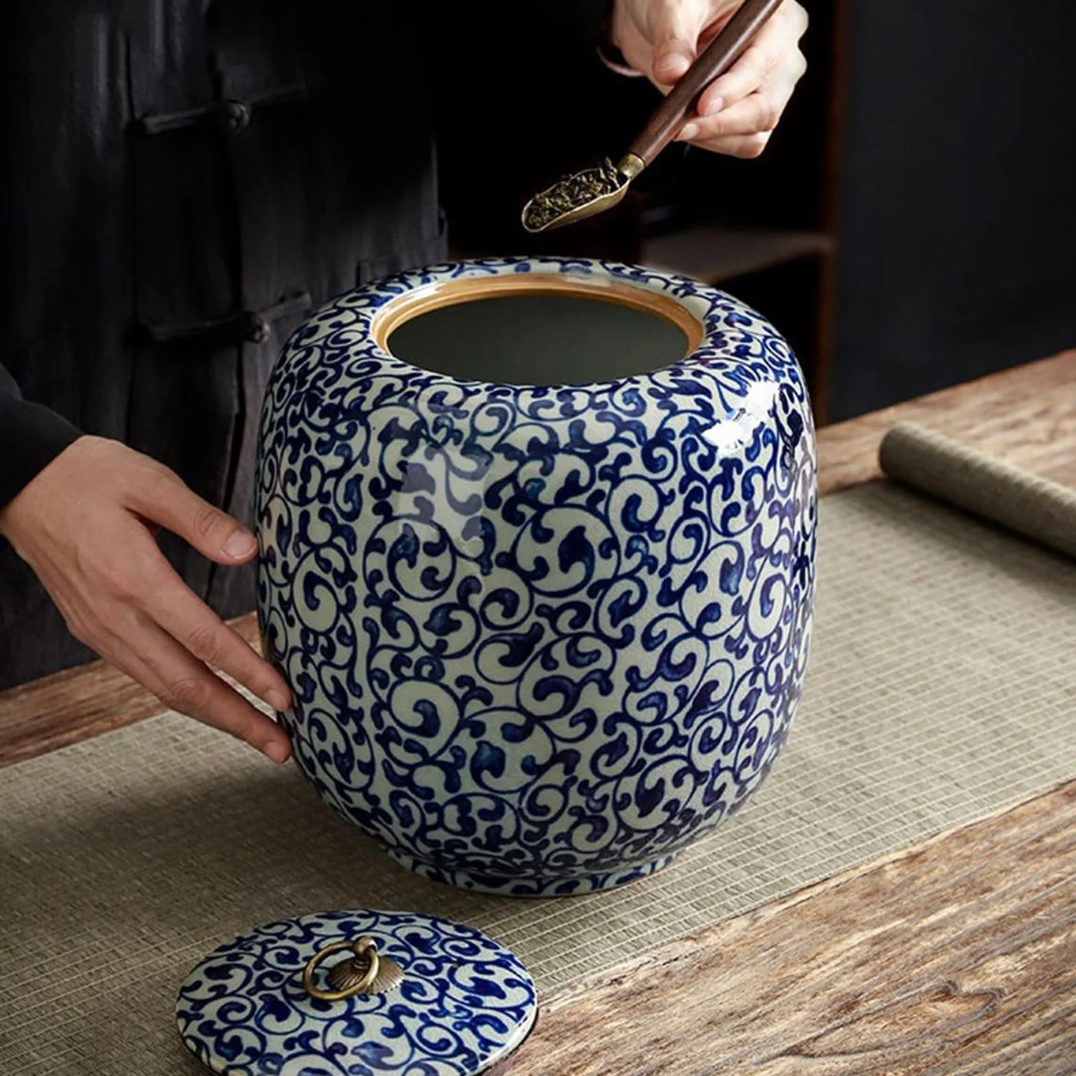 Puszki na herbatę Chiński pojemnik na herbatę ceramiczny słoik uszczelniający gospodarstwa domowego duży magazyn do przechowywania herbaty Retro luźna herbata liściasta uniwersalny słoik Słoiki do prz