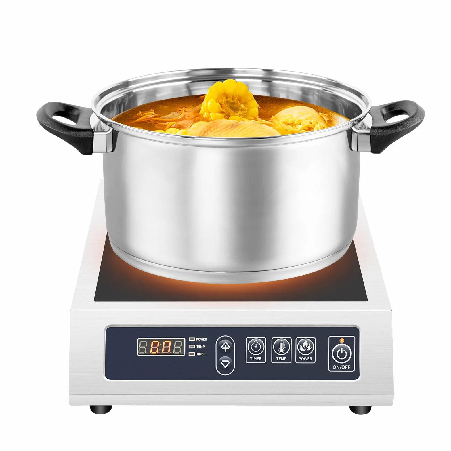 MINRS Pojedyncza płyta indukcyjna 3500 W, płyta indukcyjna, 1 płyta elektryczna, indukcja, 11 mocy, 60-300℃, regulacja temperatury, 24-godzinny timer, zabezpieczenie przed przegrzaniem, obciążenie 5