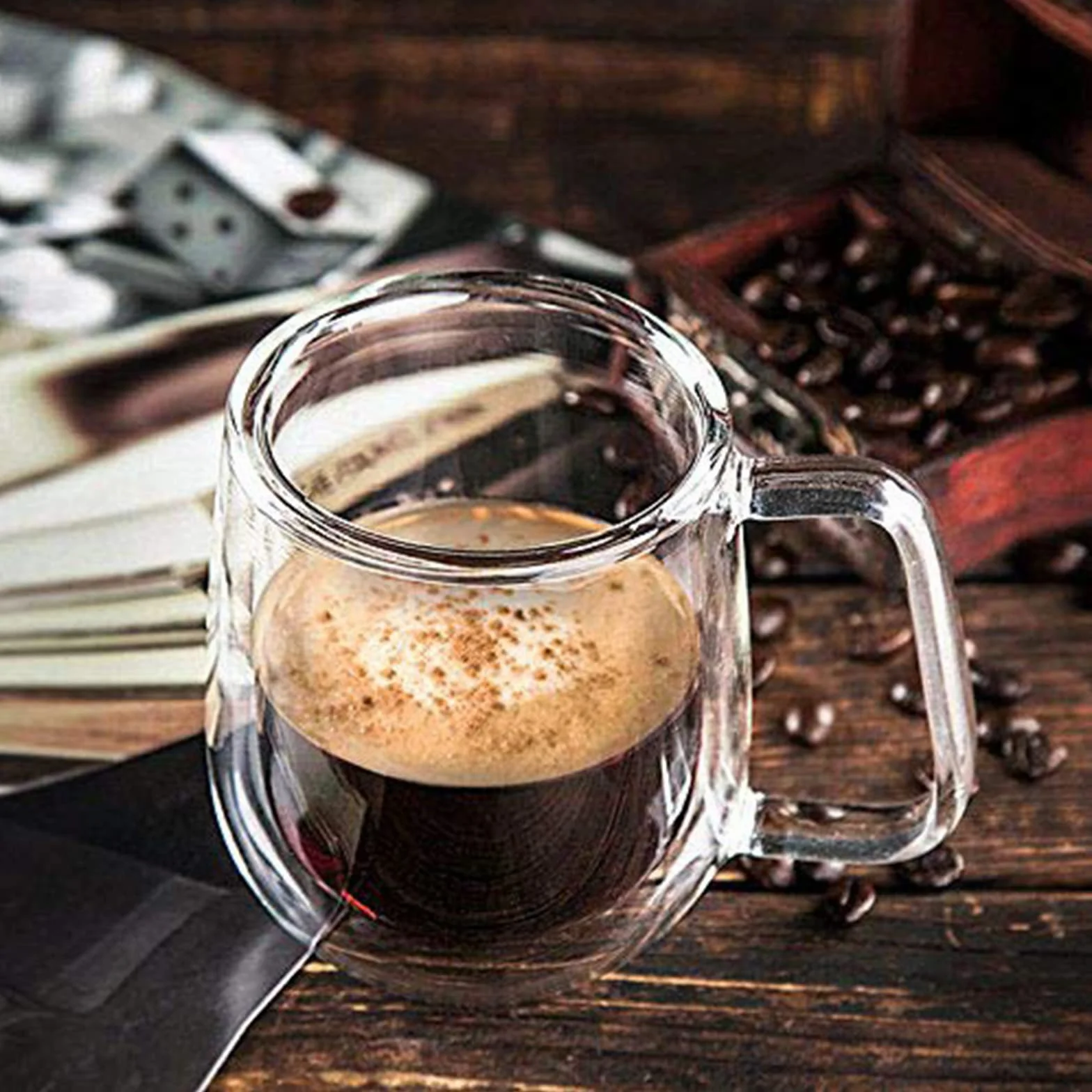 Vicloon Kubki szklanki o podwójnych ściankach, 2 kawałki kubki ze szkła borokrzemowego 250 ml, do herbaty, kawy, latte, cappuccino, espresso, piwa