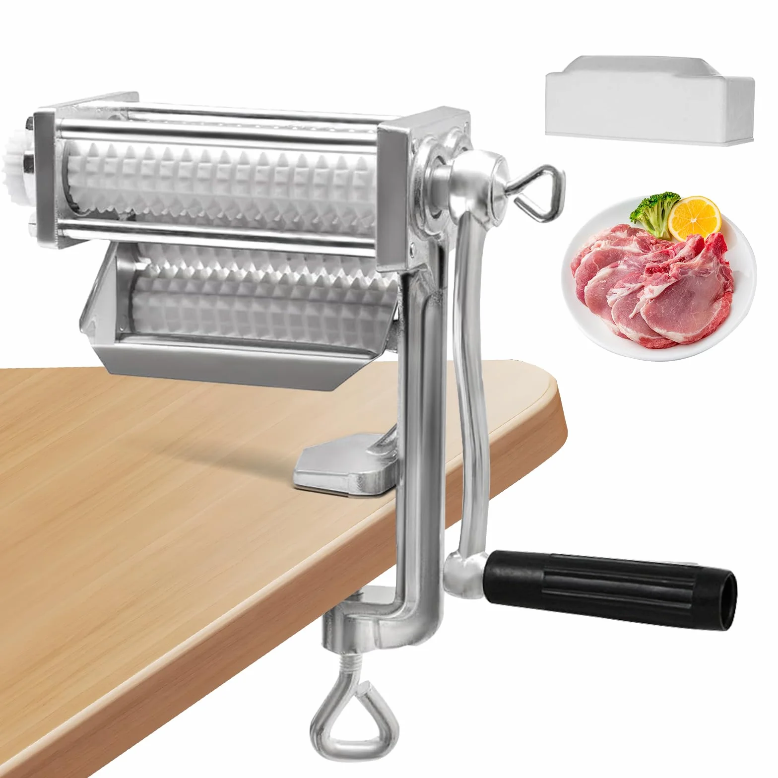Steaker urządzenie do miękkowania mięsa, maszyna do miękkowania mięsa, Meat Tenderizer z wałkami nożowymi ze stali nierdzewnej i lekką korbą ręczną, urządzenie do miękkowania mięsa do kurczaka