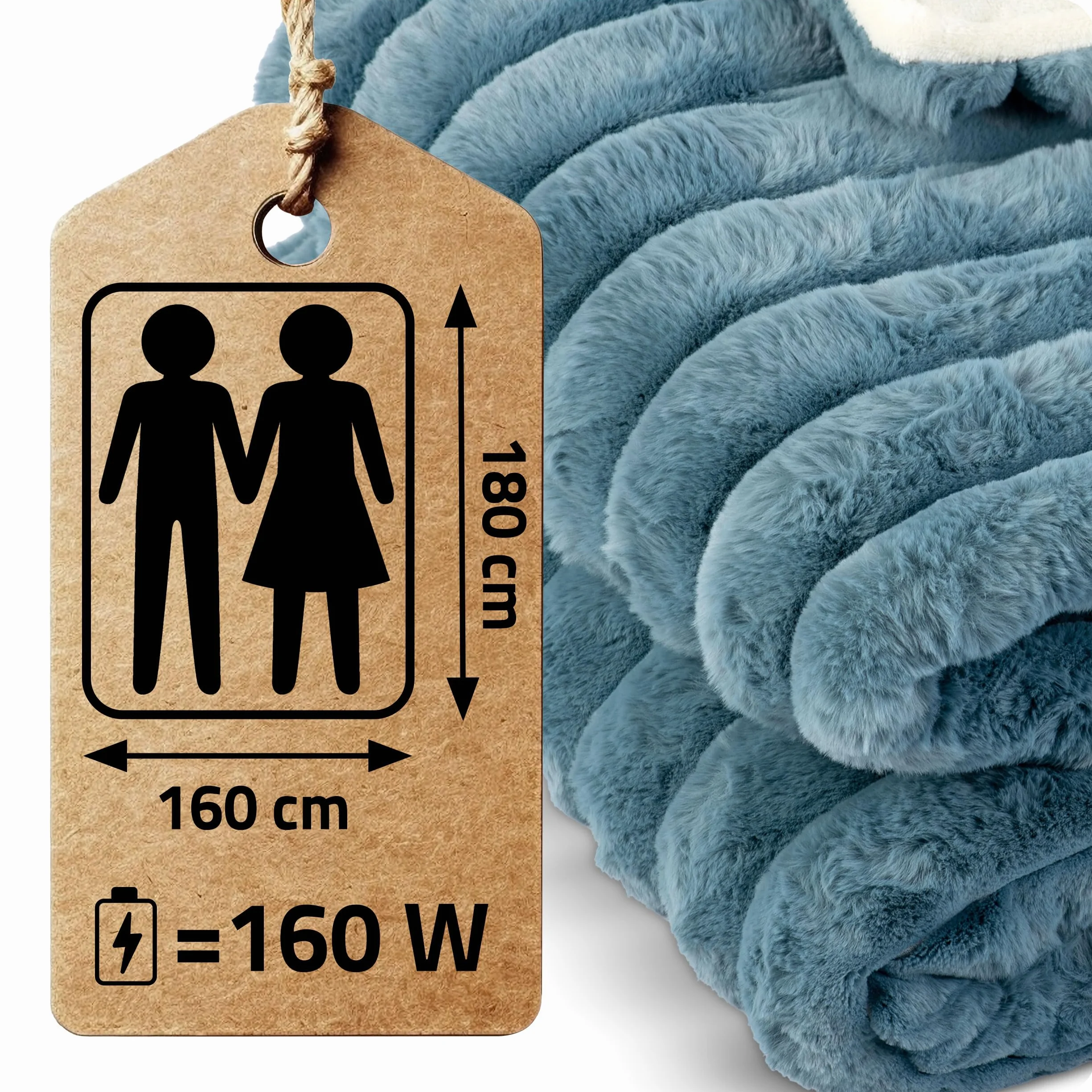 Koc ogrzewany Berdsen Koc elektryczny 10 ustawień temperatury 180 x 160 cm 550 I 220 g/m² Niebieski