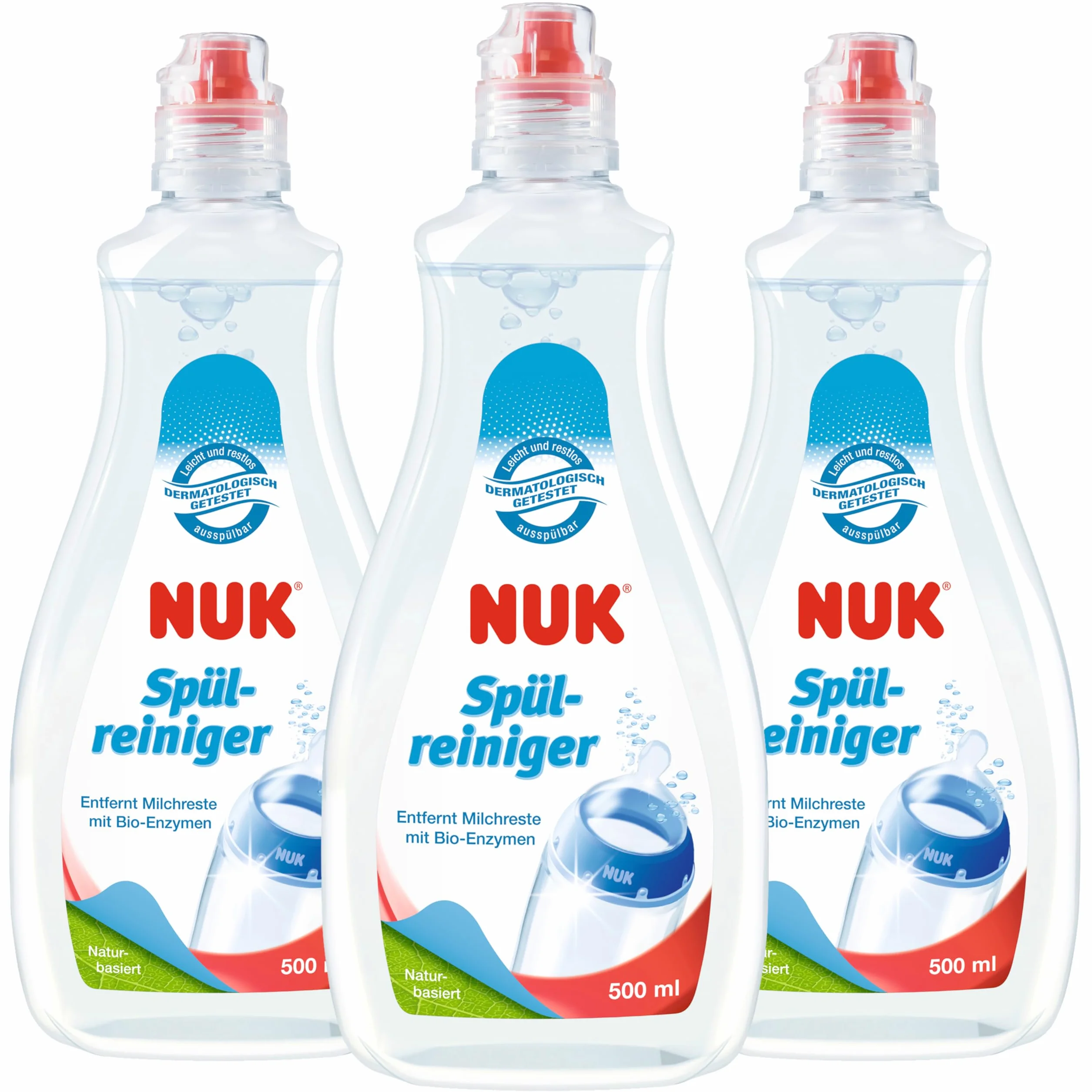 Nuk 10225219 Środek do Mycia Butelek, 3 x 500 ml