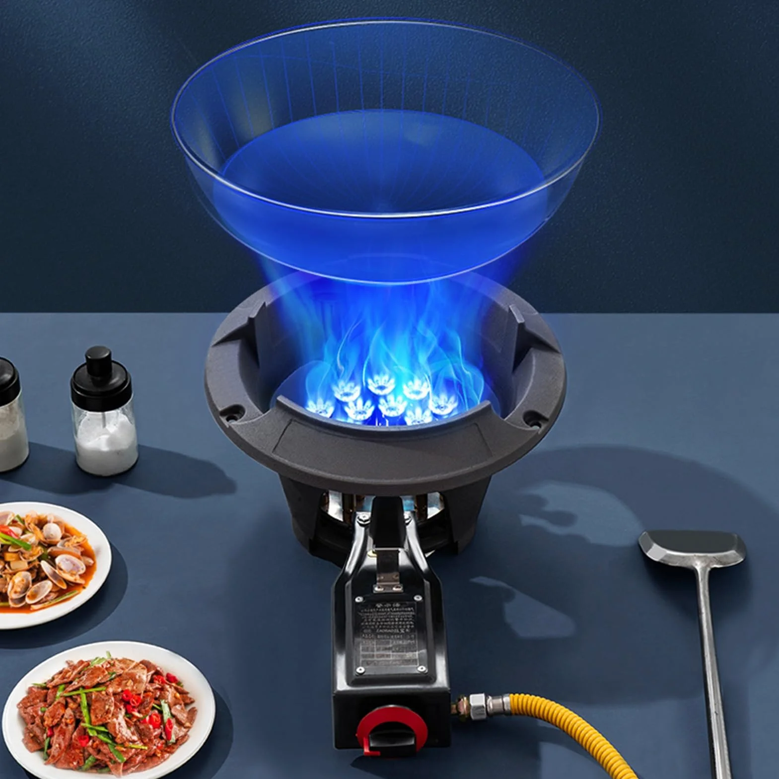 Kuchenka gazowa 1 palnik, palnik stołowy o dużej mocy LPG/NG z ochroną przed płomieniem, 10/17 kW komercyjna kuchenka kuchenna, zawiera 19 dysz do wszechstronnego zastosowania