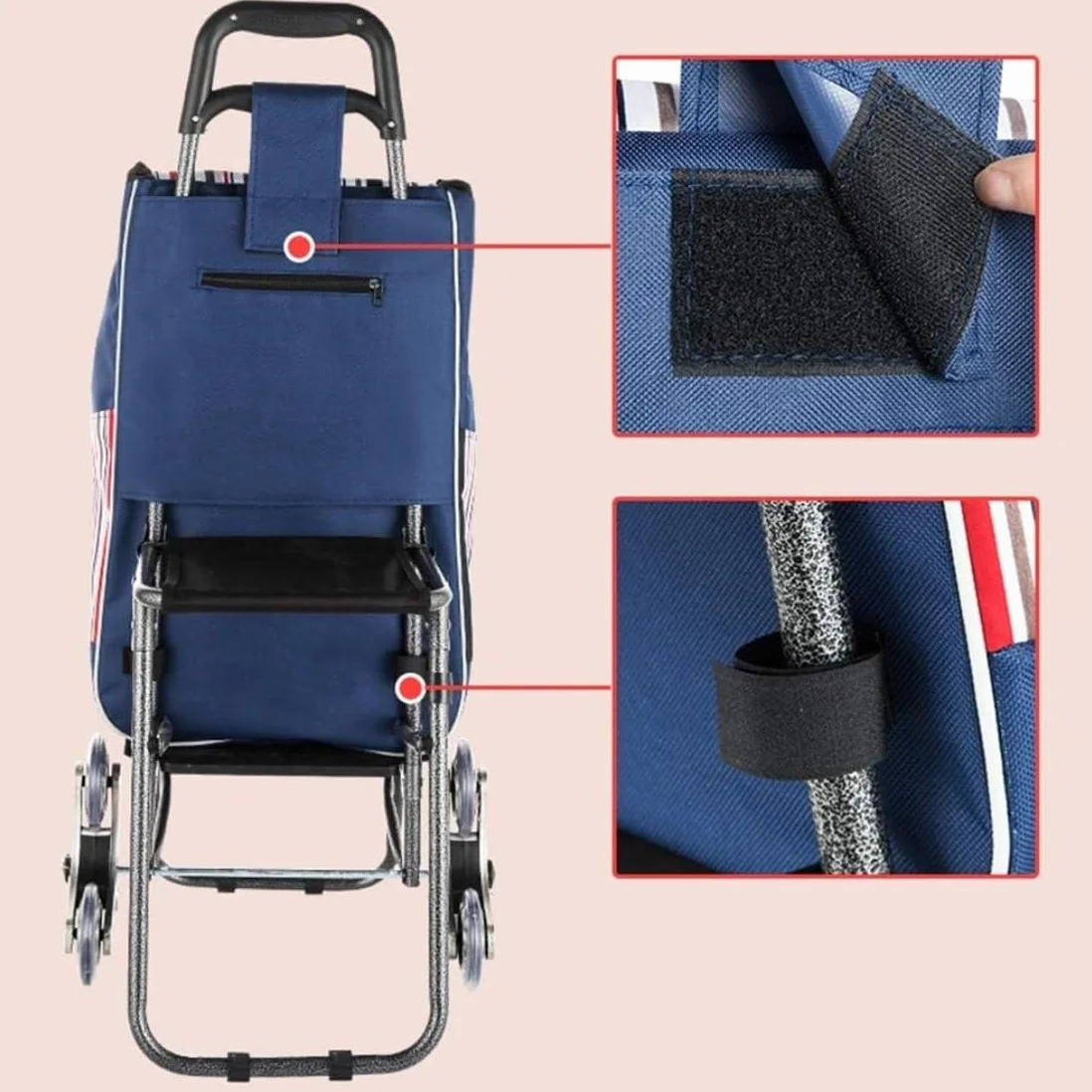 Wózek na Zakupy na Kółkach, Chodziki Dla Seniorów Rolling Walker Przenośny Wózek Na Zakupy Z Siedziskiem Do Odpoczynku Wspinaczki Po Schodach na artykuły spożywcze