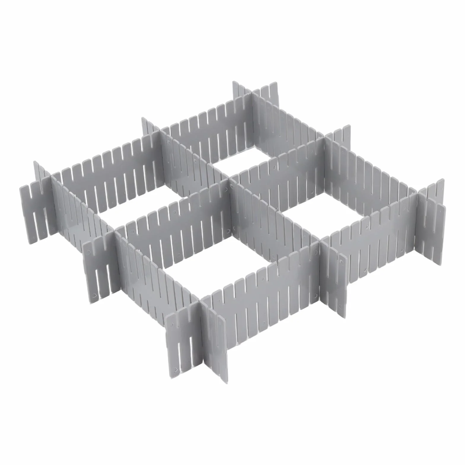 FUNSUEI 48 sztuk regulowanych rozdzielaczy szuflad 32x7 cm z tworzywa sztucznego szare