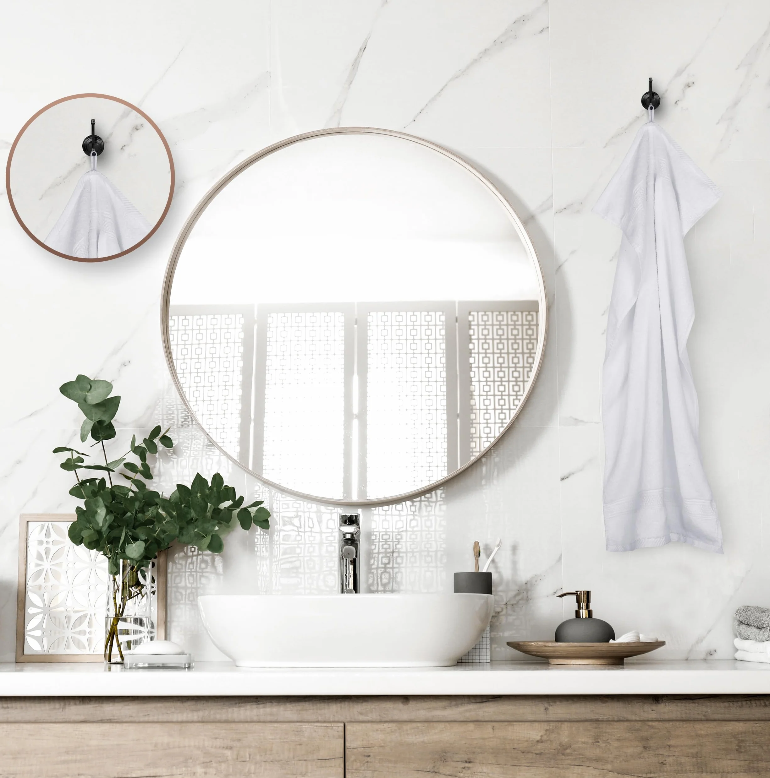 Utopia Towels - Zestaw 6 (50 x 100 cm), ręczniki kąpielowe, ręczniki toaletowe o wysokiej chłonności z haczykiem, 100% bawełna pierścień przędzalniczy z haczykiem (Biały)