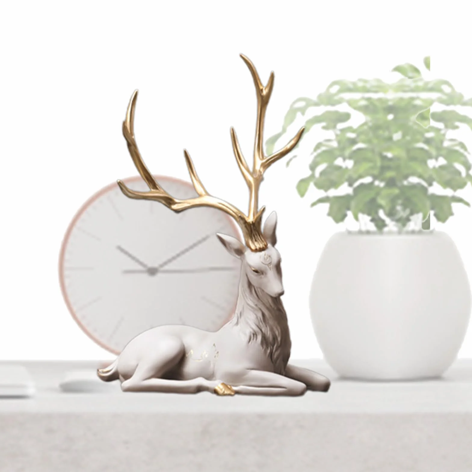 Dekoracja renifera na biurko, statua renifera | Klasyczna statua stołowa,Elegancka jelenia na ozdoby świąteczne, żywiczne figurki zwierząt łosi do wystroju domu