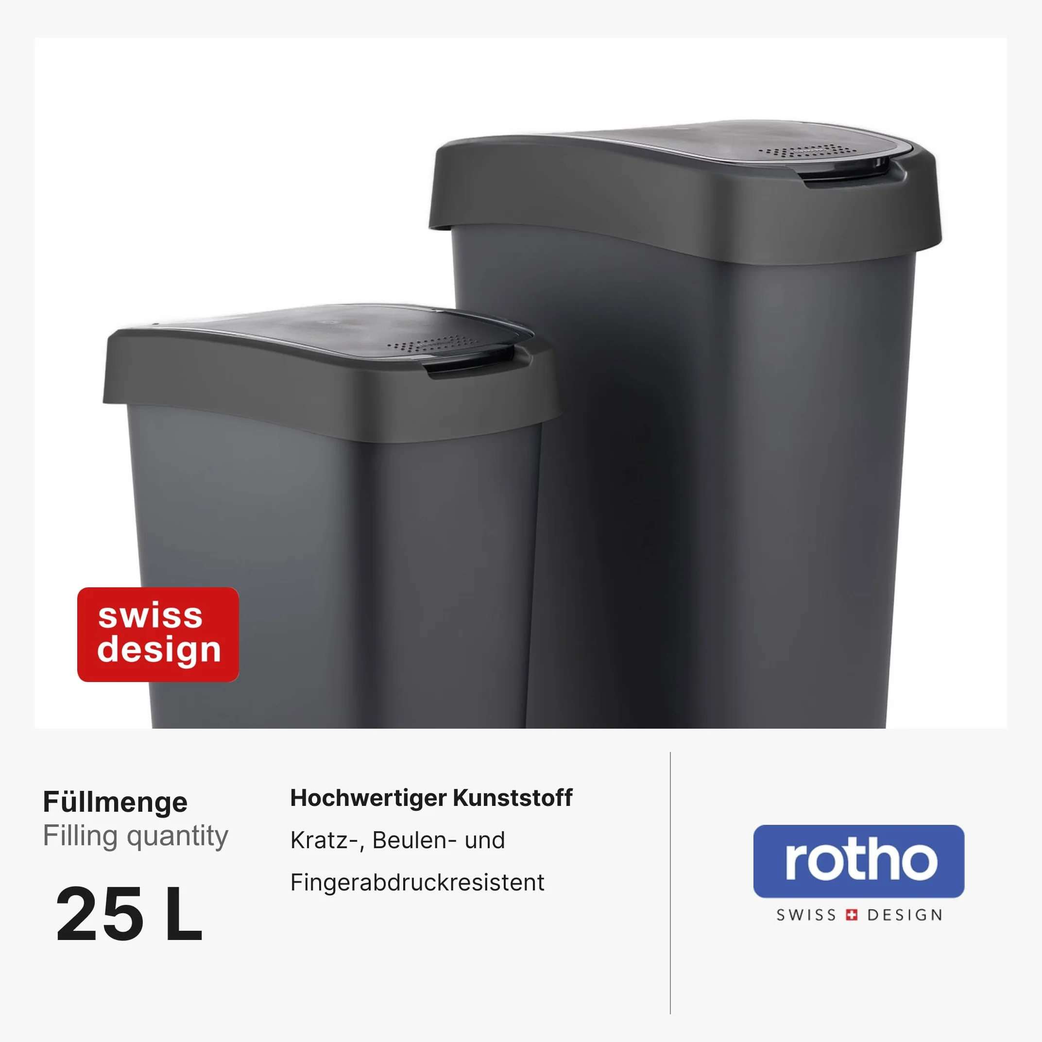 Rotho Kosz na Śmieci 25 l Czarny