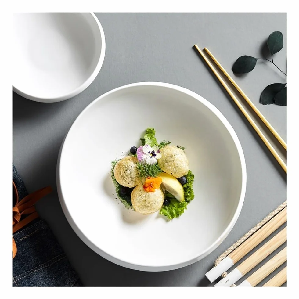 Talerze Obiadowe Biały talerz ceramiczny talerz warzywny komercyjny talerz na zupę dim sum(6inch)
