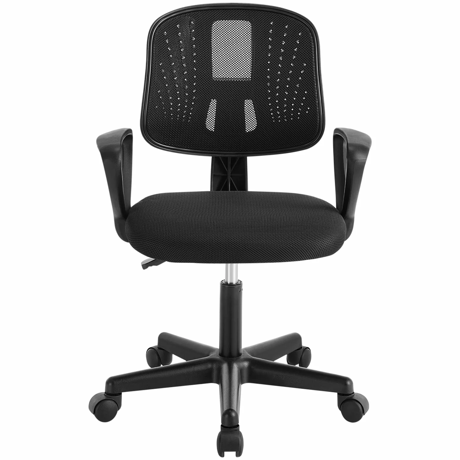 Krzesło biurkowe dla dzieci obrotowe ergonomiczne z kółkami oddychająca tkanina siatkowa automatycznie regulowane czarne