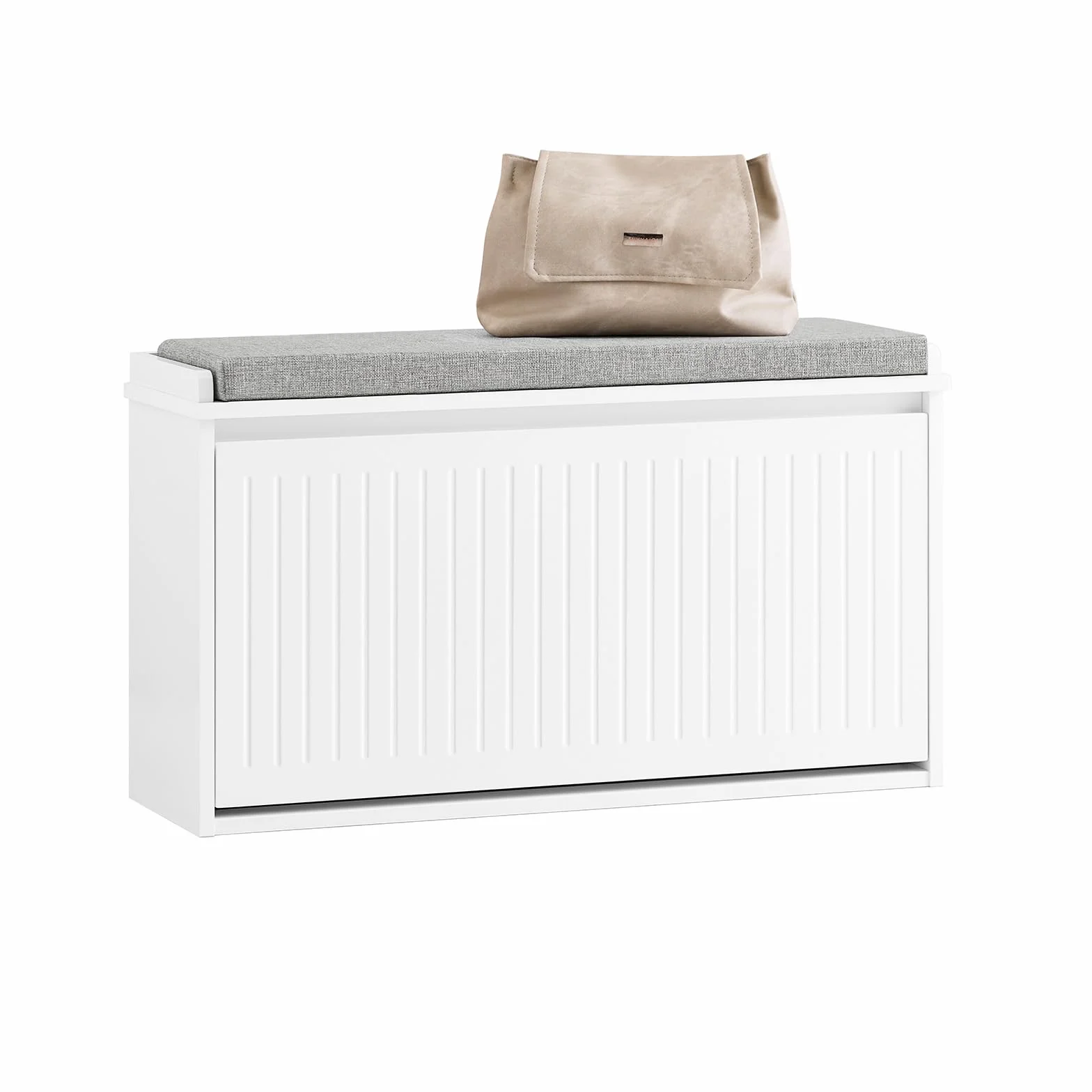 SoBuy FSR98-L-W szafka na buty z siedziskiem i poduszką, obciążenie do 155 kg, do korytarza i salonu, 80 x 45 x 26 cm, biała