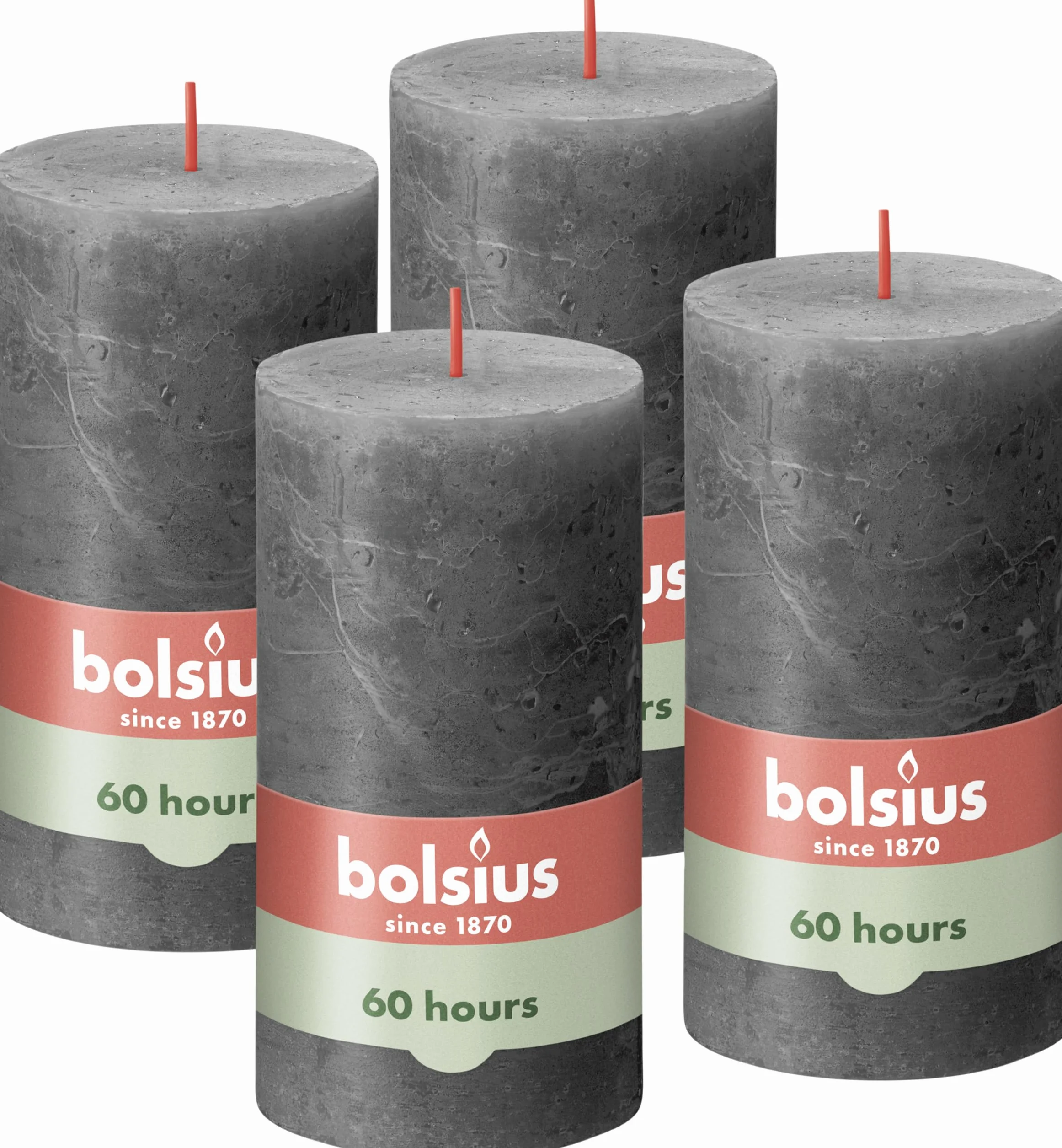 Bolsius Rustic Pillar Candles Świeca, Wosk, Czarny, 13 x 7 cm