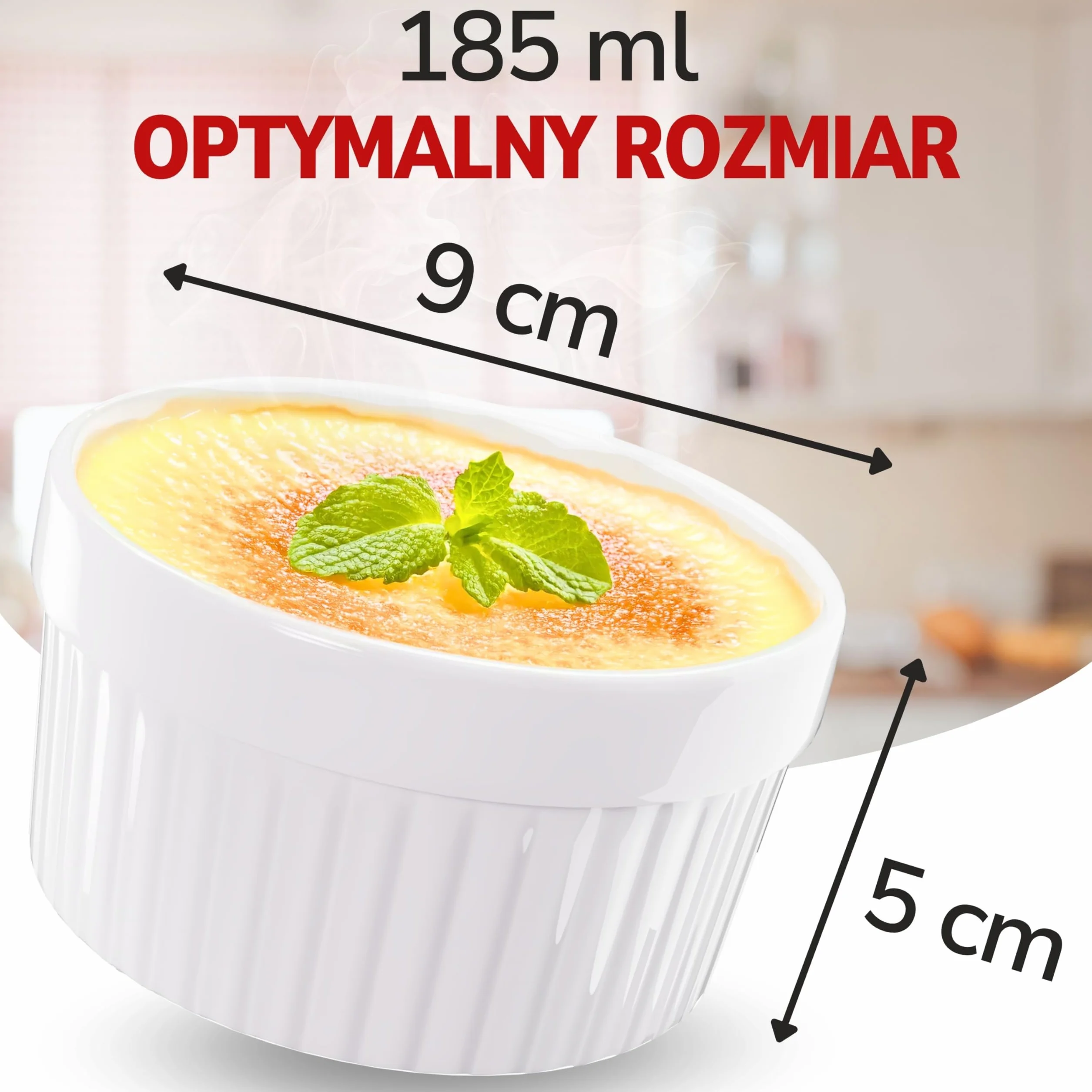 ToCi 6 x kolorowe foremki do piekarnika Ø 9 cm – odporne ceramiczne foremki po 185 ml – kremowe miseczki i miseczki deserowe – formy do pasztetów, czekoladowego sufletu