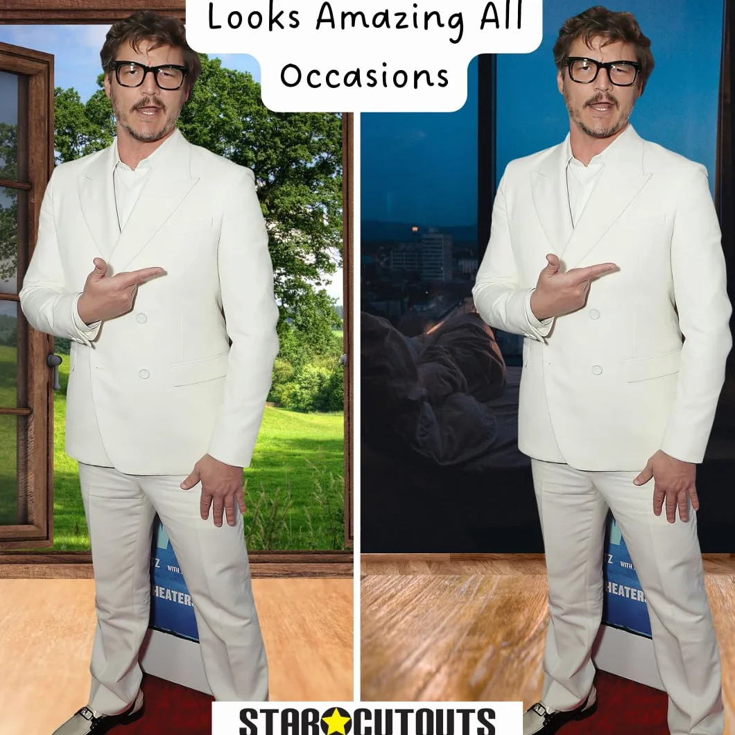 Star Cutouts CS1066 Pedro Pascal biały garnitur Lifesize kartonowe wycięcie