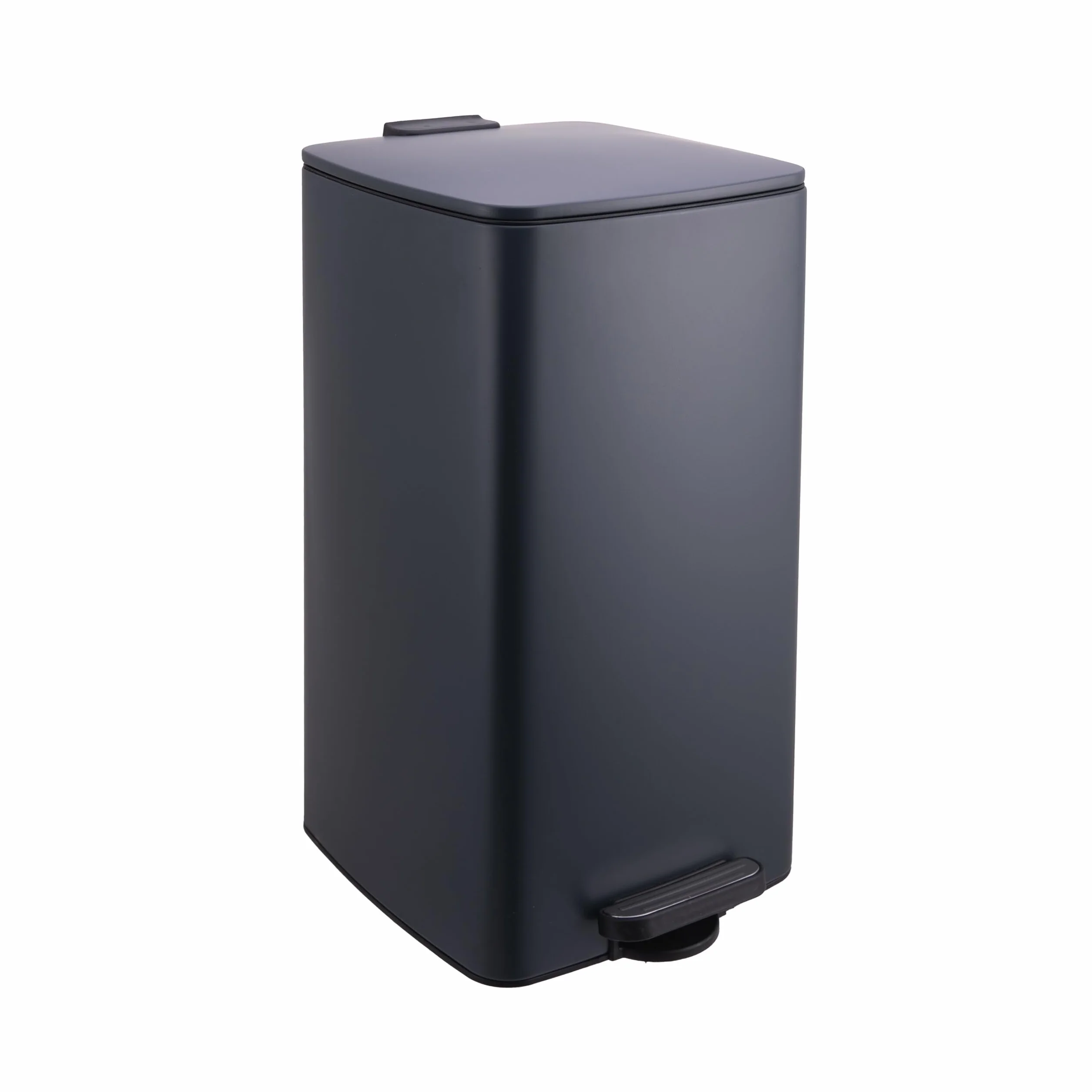 Relaxdays Kosz na śmieci kuchenny, 30 l, wolnoopadający, wyjmowany kosz wewnętrzny, matowy metal, kwadratowy kosz z pedałem, ciemnoszary