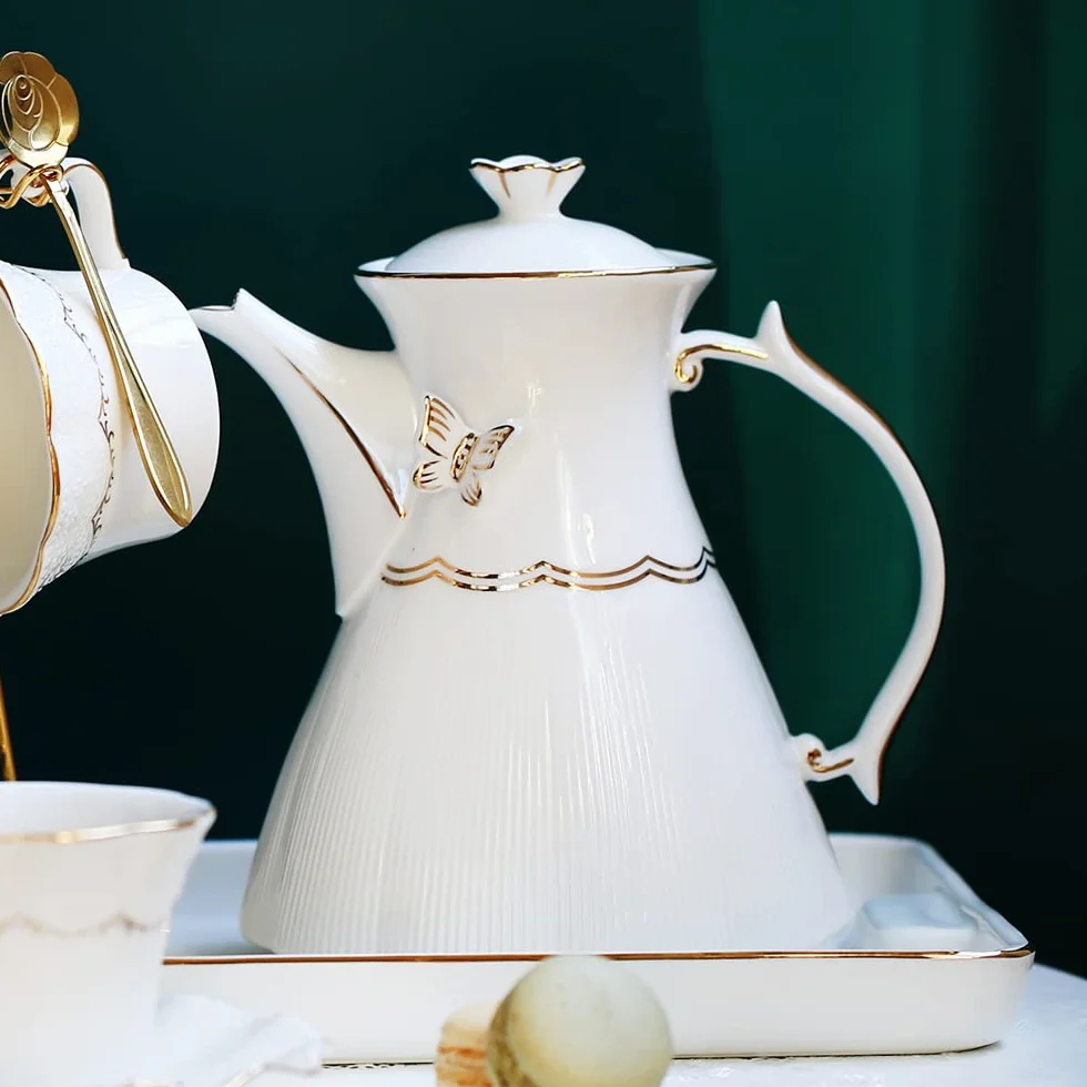 Porcelanowy czajniczek 1,14 ml biały ceramiczny dzbanek do herbaty z sitkiem na śniadanie dom kuchnia herbata
