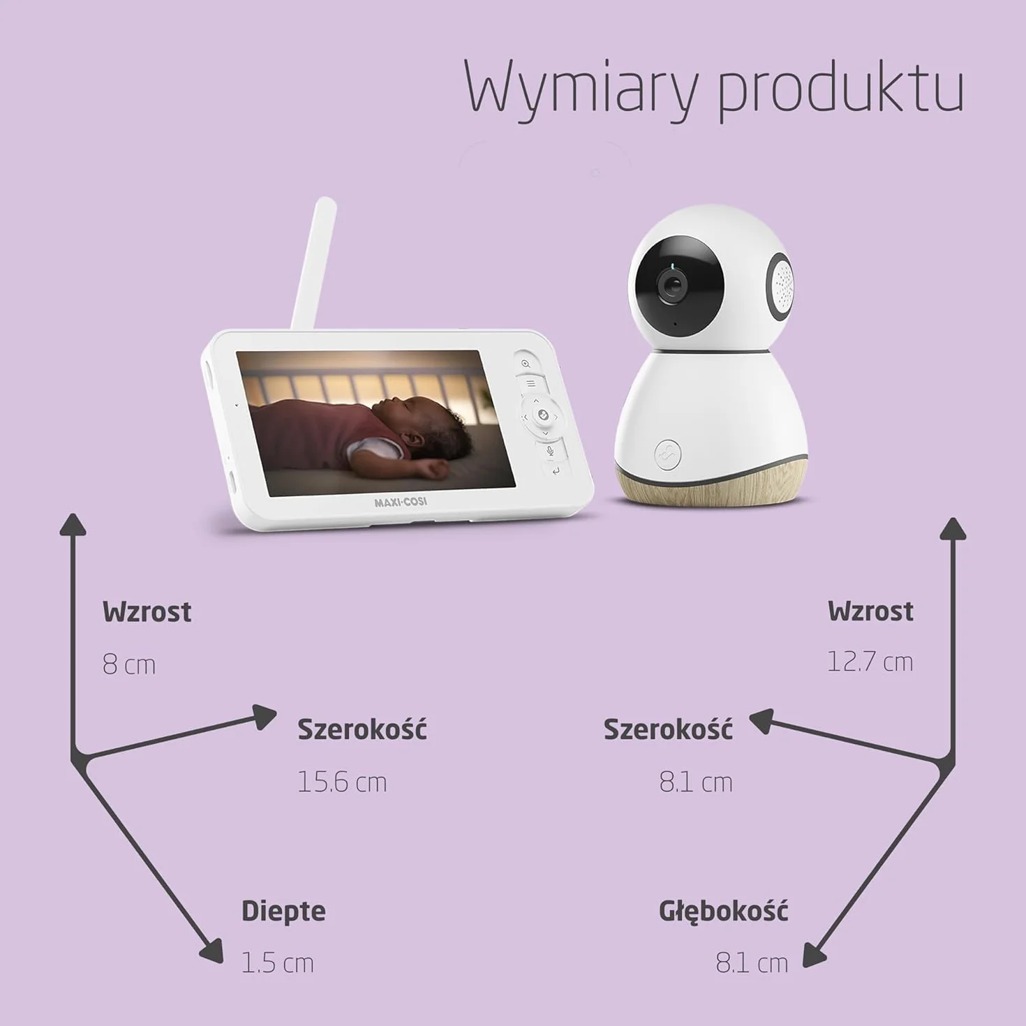 Maxi-Cosi See Pro Kamerka, inteligentna kamerka z aplikacją, kamerka wideo do pokoju dziecięcego, tłumacz płaczu, autowykrywanie ruchu, wideo UHD (2K), ekran 5”, element Maxi-Cosi Connected Home