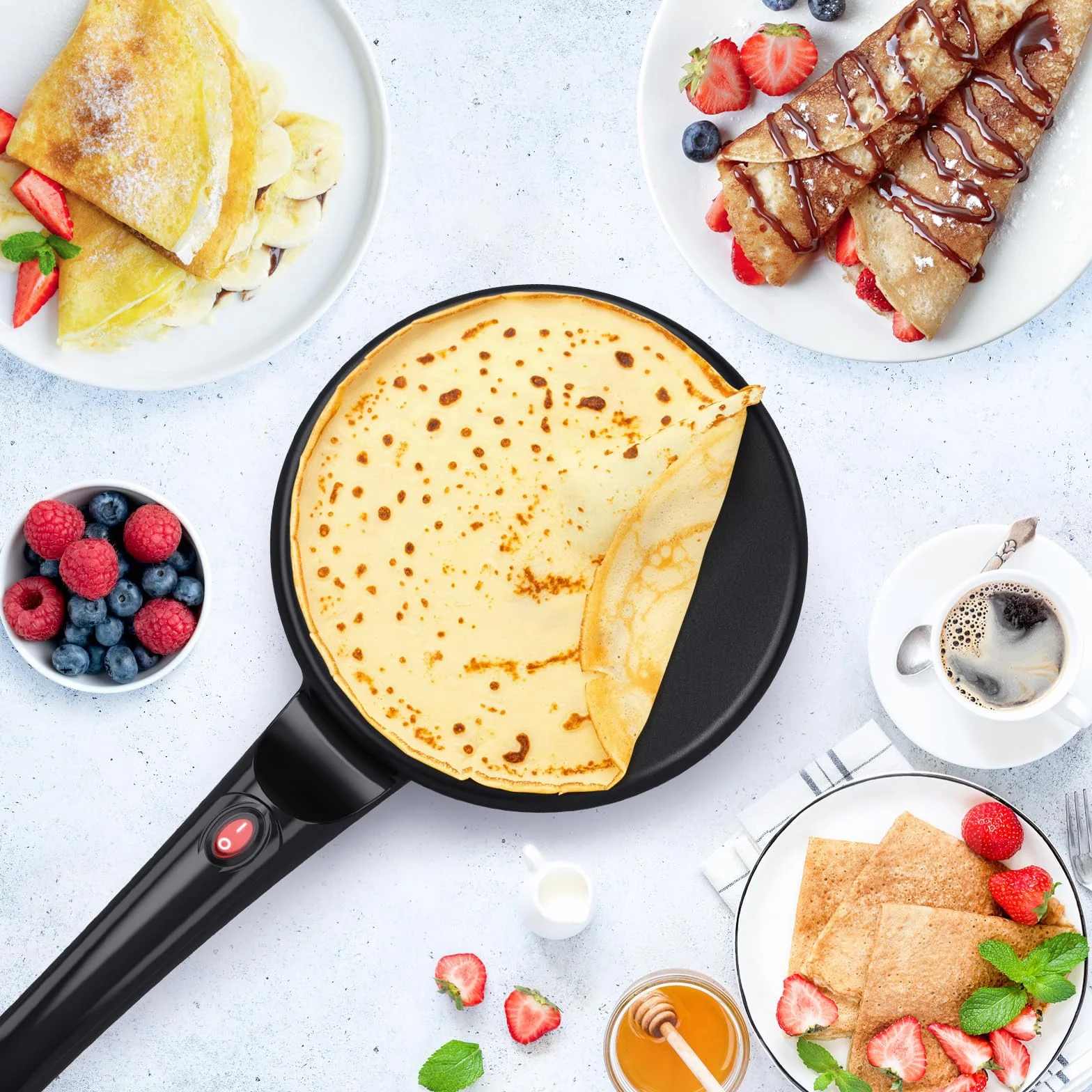 Elektryczna koparka elektryczna nieprzywierająca 800W przenośna maszyna do roti do domu, fajny dotyk z miską na żywność, łatwe czyszczenie