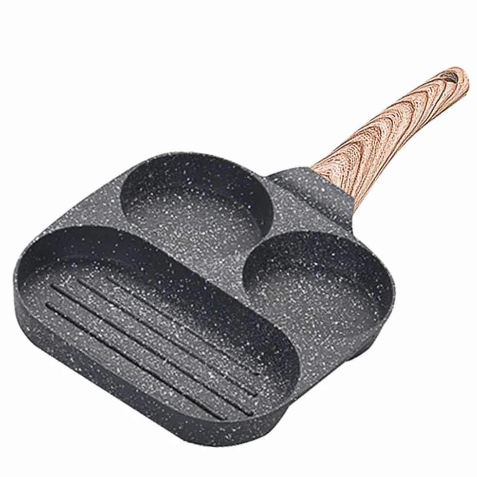 Woki i patelnie do smażenia, nieprzywierająca głęboka patelnia do smażenia, patelnia aluminiowa o średnicy 7,3 cala, 3-calowa patelnia z granitową powłoką Palace Grid Des