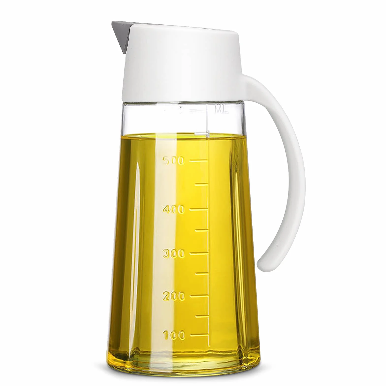 650 ml butelka na olej, automatyczne otwieranie i zamykanie, szklana butelka na olej z antypoślizgowym uchwytem, do sosu sojowego, oliwy z oliwek, octu (beżowa)