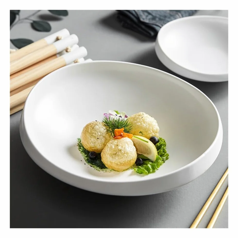Talerze Obiadowe Biały talerz ceramiczny talerz warzywny komercyjny talerz na zupę dim sum(6inch)
