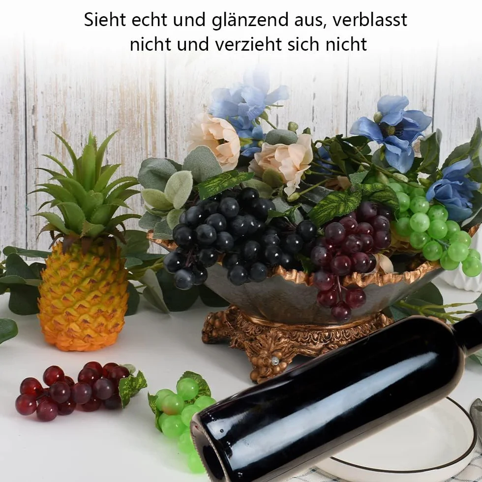LATRAT 7 sztuk sztucznych winogron z tworzywa sztucznego, realistyczne dekoracje winogronowe, sztuczne owoce, warzywa, dekoracja wina, sztuczne puszki owocowe, dekoracja biura, rekwizytów