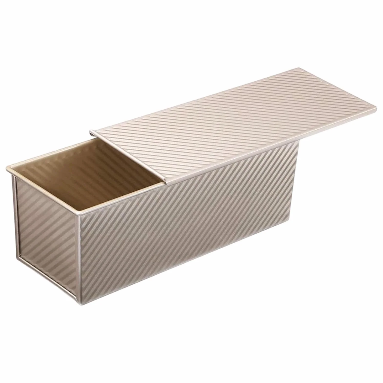 Corrugated Bread Pan with Cover, Carbon Steel Non-Stick Loaf Tin, Professional Sandwich Baking Pan, Heavy Duty Loaf Maker, Kitchen Baking Use
