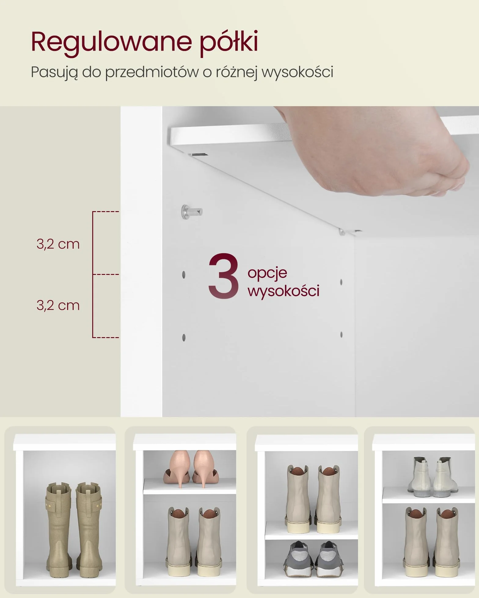 VASAGLE Ławka na buty, ławka ze schowkiem, 6-poziomowa półka na buty, regulowane półki, do salonu i przedpokoju, 29,5 x 100 x 50 cm, kolor Cloud White LSB036W01