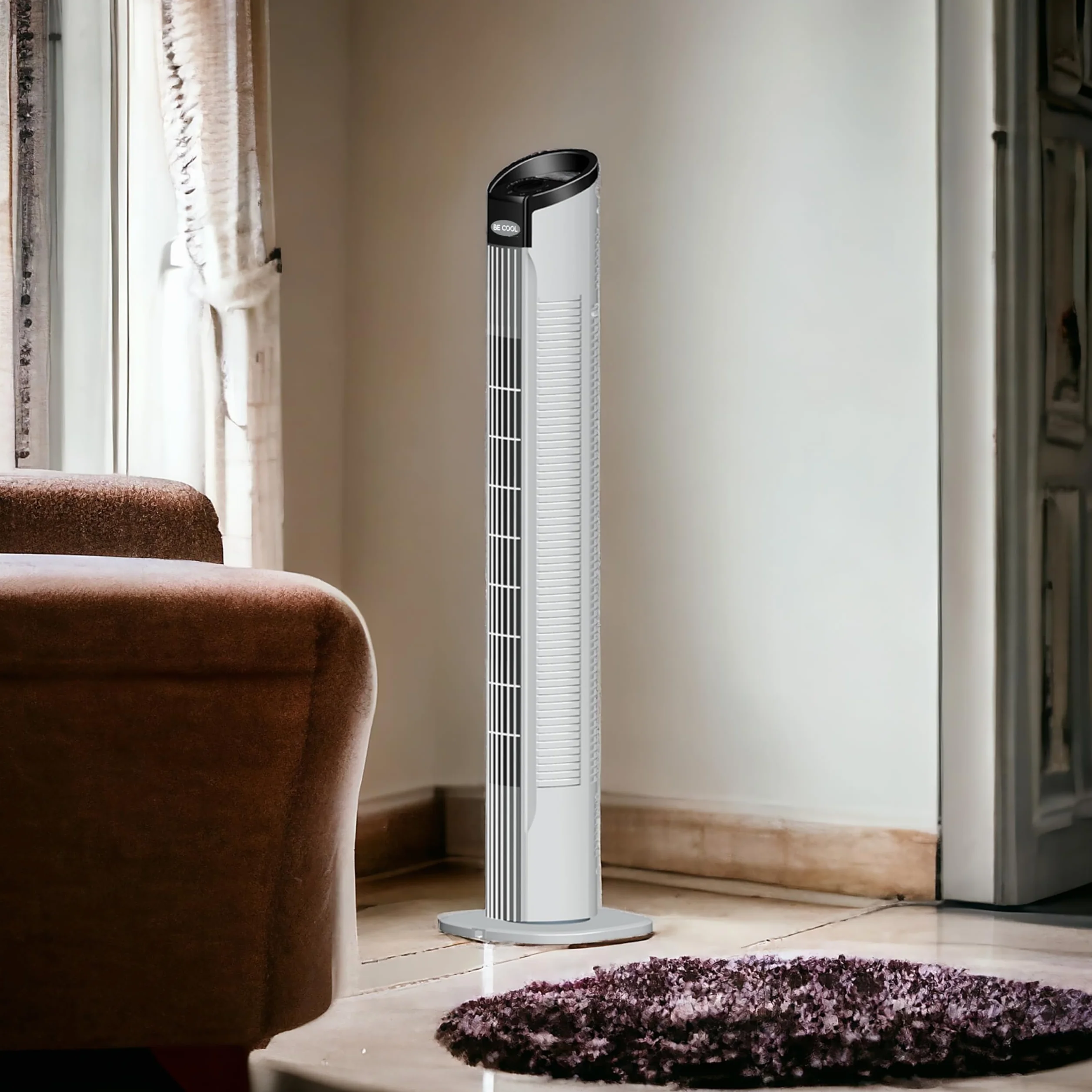 Be Cool Wentylator kolumnowy 78 cm, biały, 3 poziomy prędkości