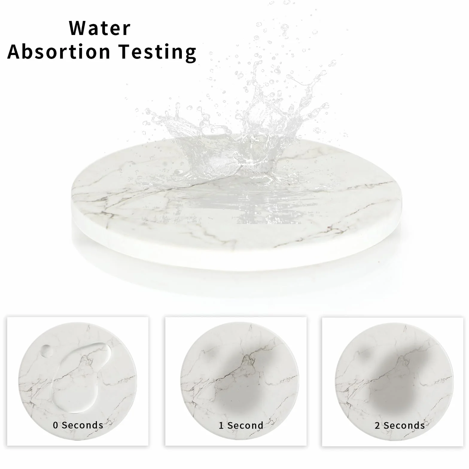 6 podstawek pod napoje, z metalowym uchwytem, chłonne, ceramiczne, 10 cm wzór marmur, do wazonów, świec, prezent na parapetówkę, urodziny, do kuchni, salonu