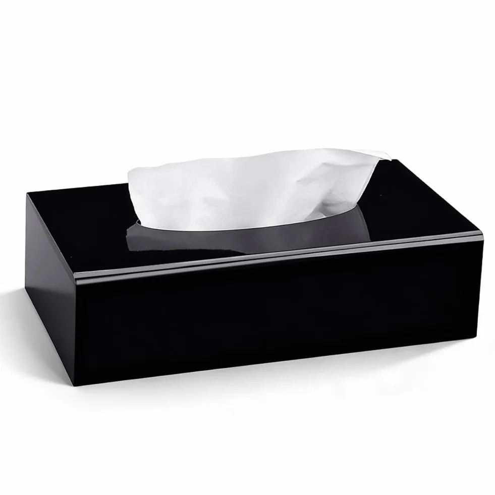 Pudełko na chusteczki kosmetyczne, akrylowe, 25 × 13 × 9 cm, matowa czerń, eleganckie pudełko na chusteczki, dozownik chusteczek higienicznych i pudełko na chusteczki kosmetyczne do łazienki, sypialni