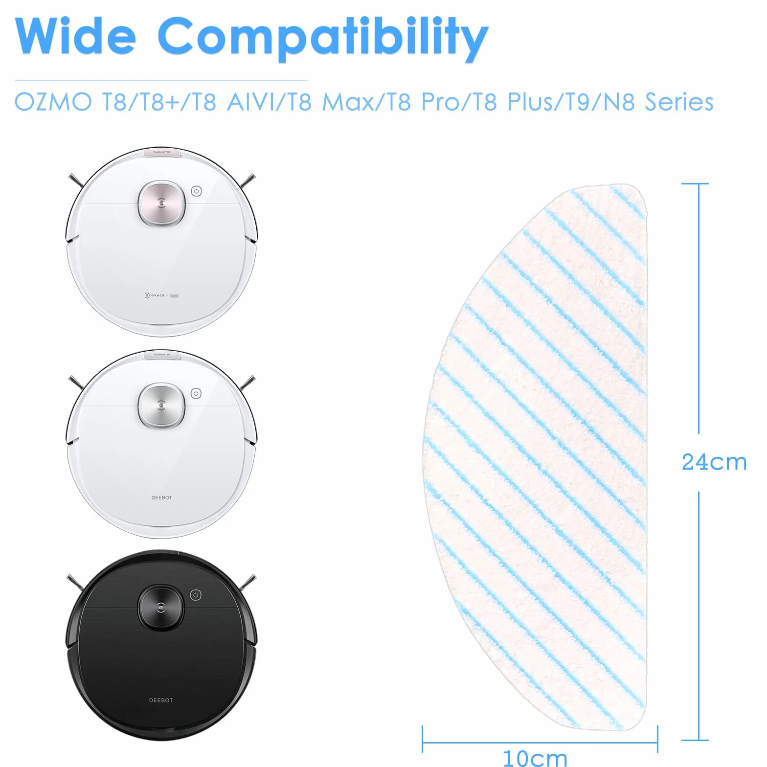 (50 sztuk) Jednorazowe nakładki mopujące z mikrofibry do odkurzacza ECOVACS DEEBOT OZMO T8/T8+/T8 AIVI/T9/T9 MAX, ściereczki do mopa, chusteczki czyszczące