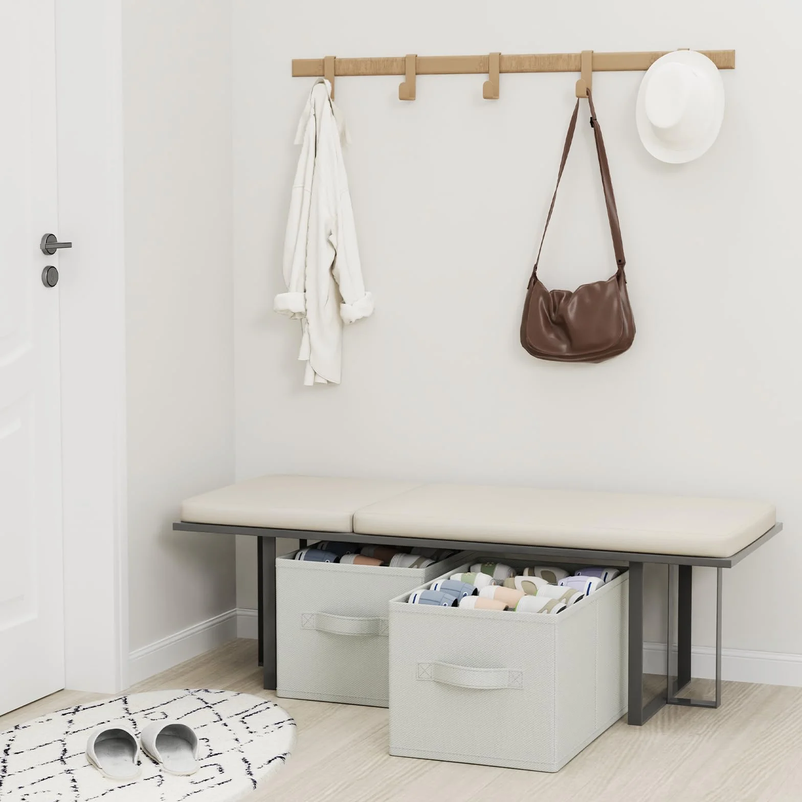 2 sztuki organizer na buty do szafy, duże przechowywanie butów oszczędzające miejsce, mieści 12-24 pary, składane materiałowe pudełko na buty z 3 uchwytami, 42 x 32 x 26 cm, szary, XSNX02G-2