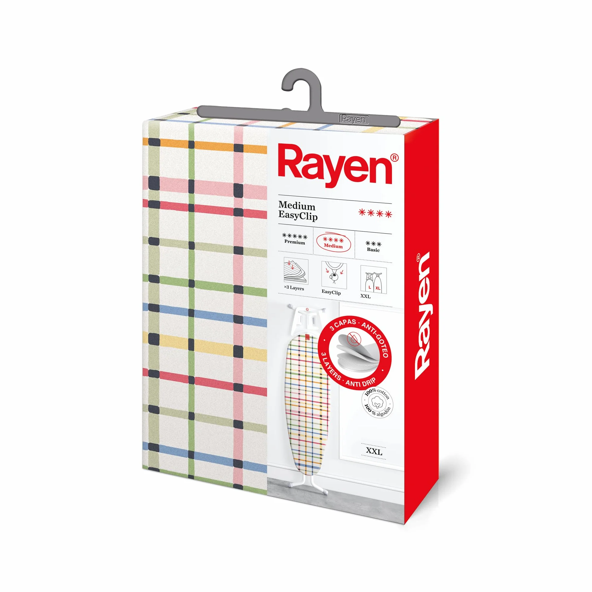 Rayen 6117.02 pokrowiec na deskę do prasowania z zamknięciem zabezpieczającym, XXL, 55 x 150 cm, posortowane pod względem koloru