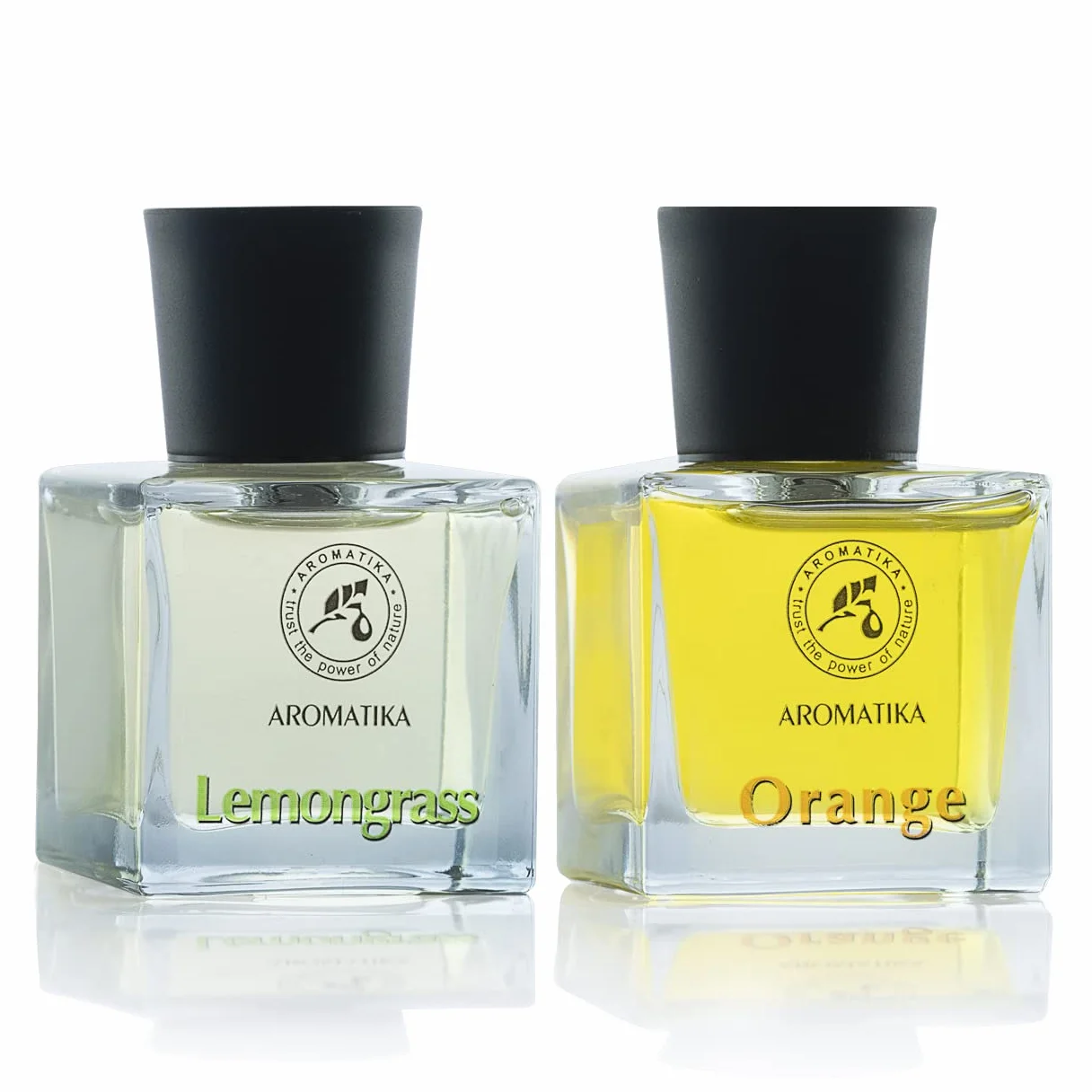 AROMATIKA Reed Diffuser Gift Set 2 x 50 ml with Natural Essential Oils Lemongrass & Orange - Scented Reed Diffusers with Bamboo Sticks - Perfect for Aromatherapy - Bedroom - Office - Home Diffusers