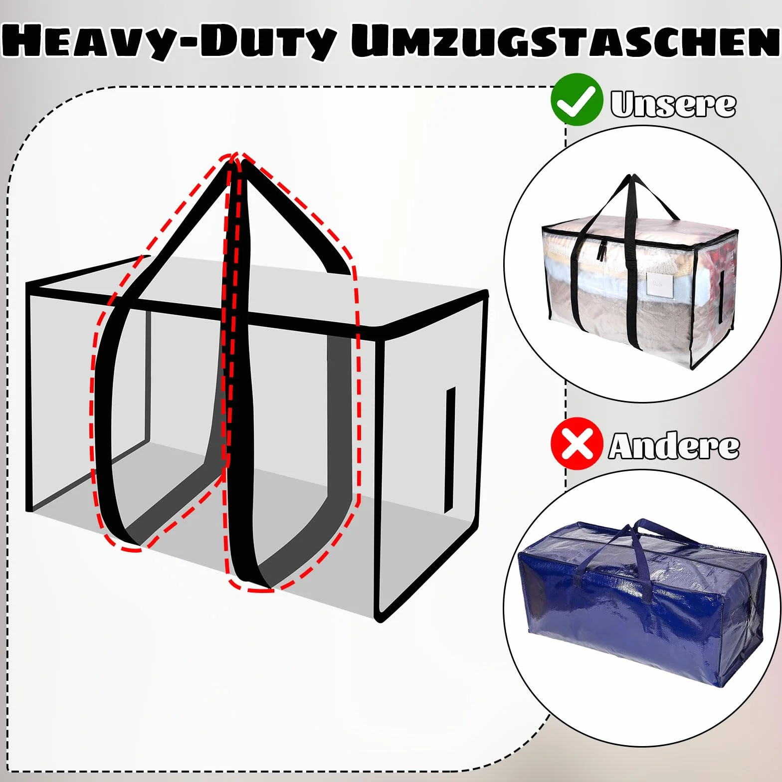 Dntorx Duża torba do przechowywania 90 l z pokrywką przezroczysta 3 sztuki