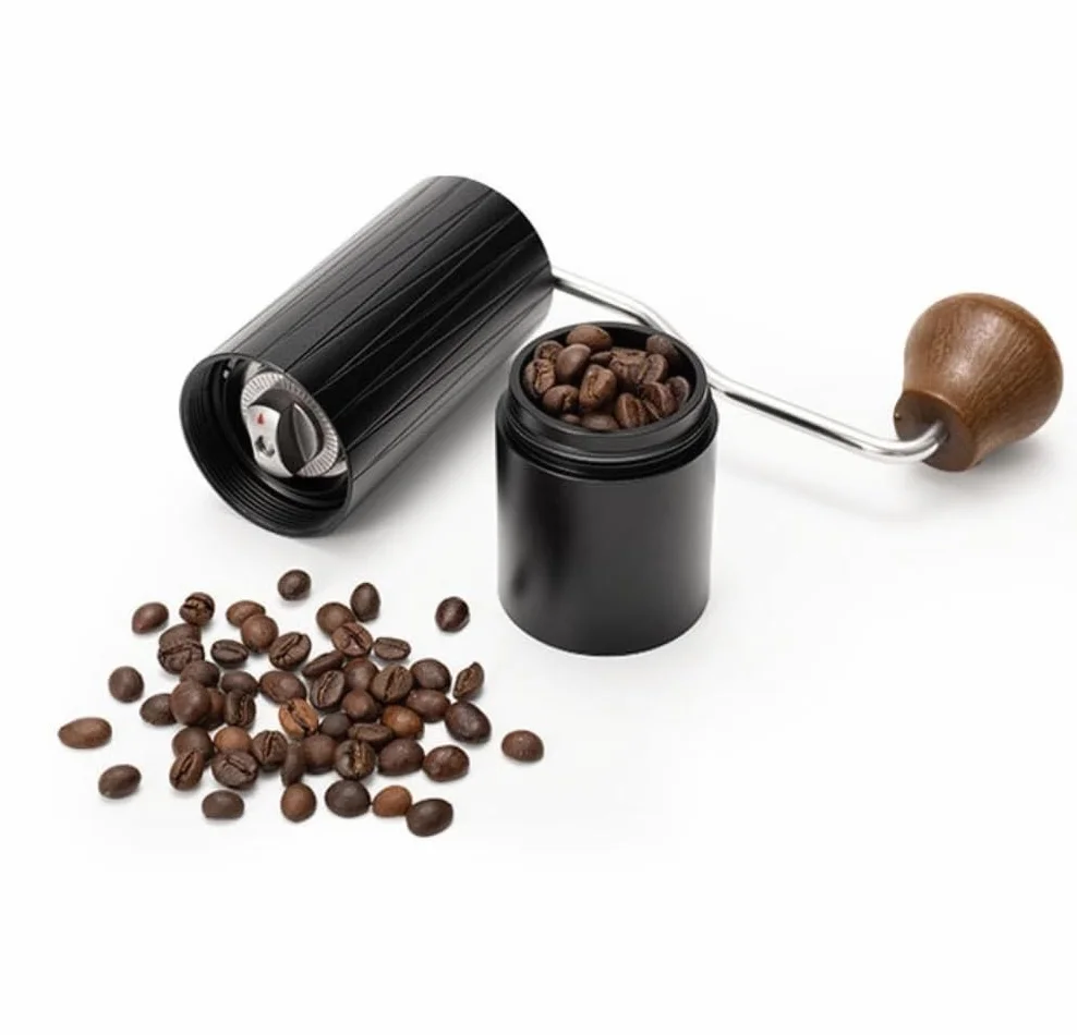 French Press Wytrzymały Młynek Ręczny Podwójnie Łożyskowany Do Ziaren Kawy Mały Dzbanek Kawy(Blue,Silver)