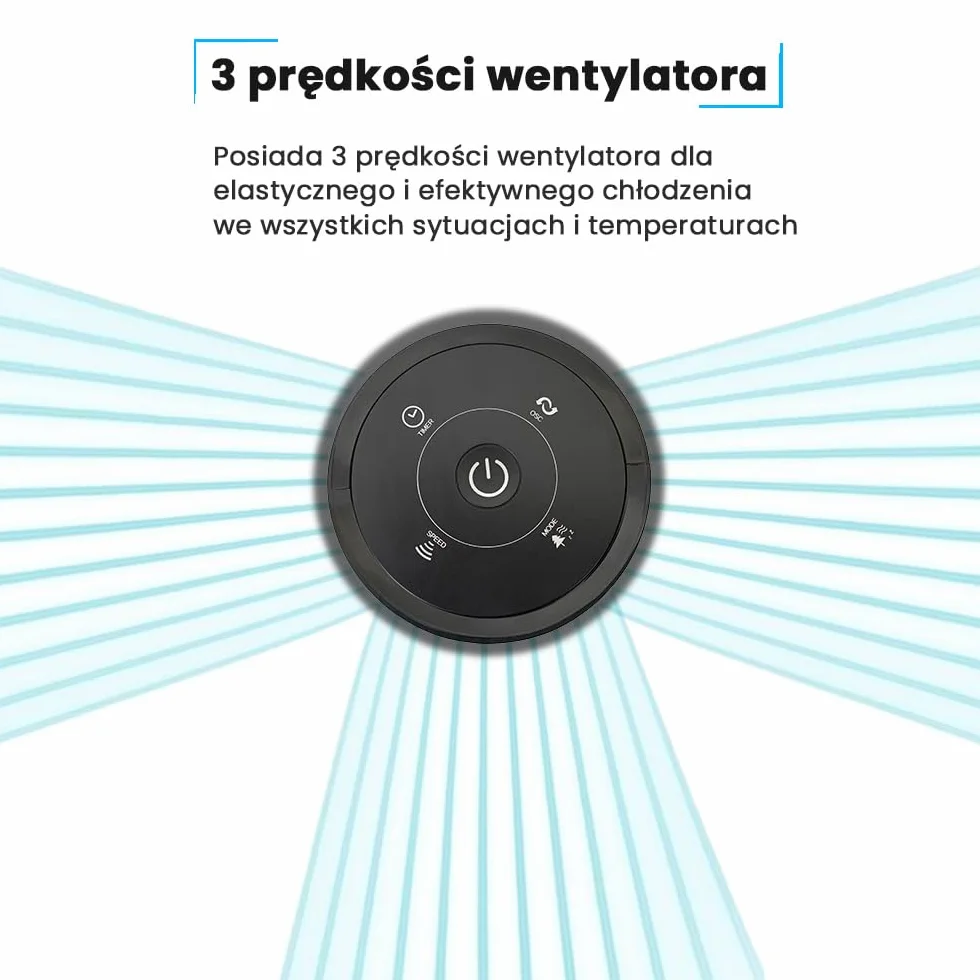 PureMate Cichy Wentylator Kolumnowy z Pilotem Zdalnego Sterowania, Wieżowy Stojący Podłogowy, 45W, Wysokość 97 cm, Bezśmigłowy Bezłopatkowy Chłodzący, Automatyczna Oscylacja 70°, 12h Timer