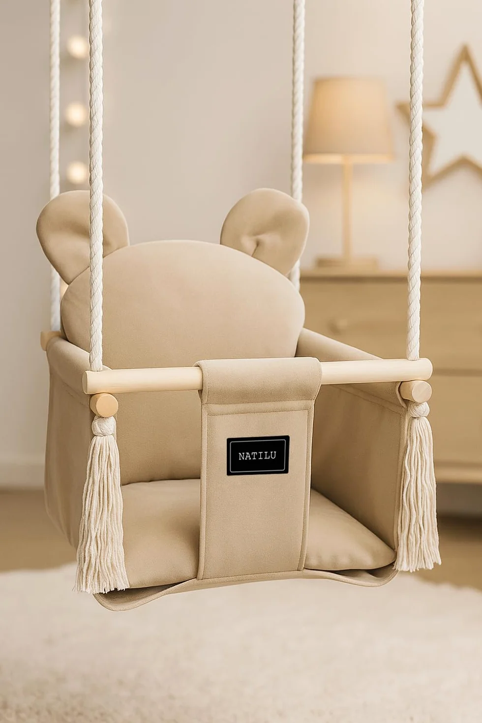 huśtawka dla dzieci do domu i ogrodu (Bear Light Beige)