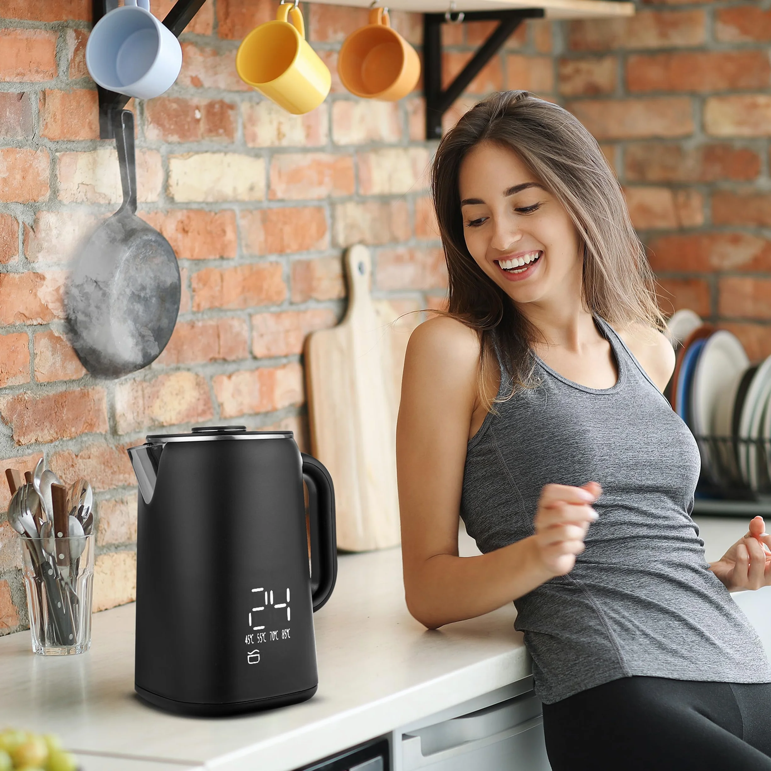 Lehmann Czajnik ze stali nierdzewnej 1,7 l z utrzymaniem temperatury 45-100℃