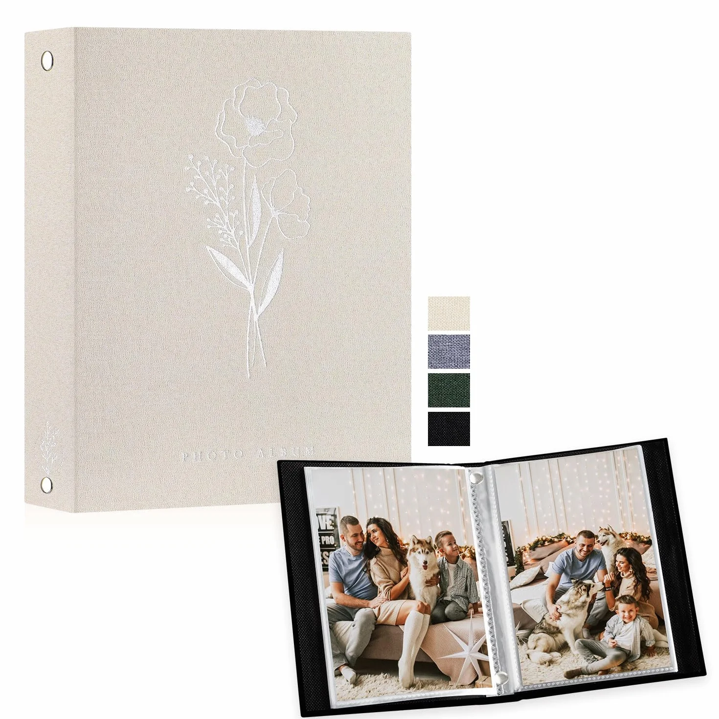 Lanpn Album na zdjęcia w formacie A5, 50 zdjęć, lniana okładka, bezkwasowy album fotograficzny, pomieści tylko 50 zdjęć pionowych w formacie A5 (beżowy, 15 x 21 cm)