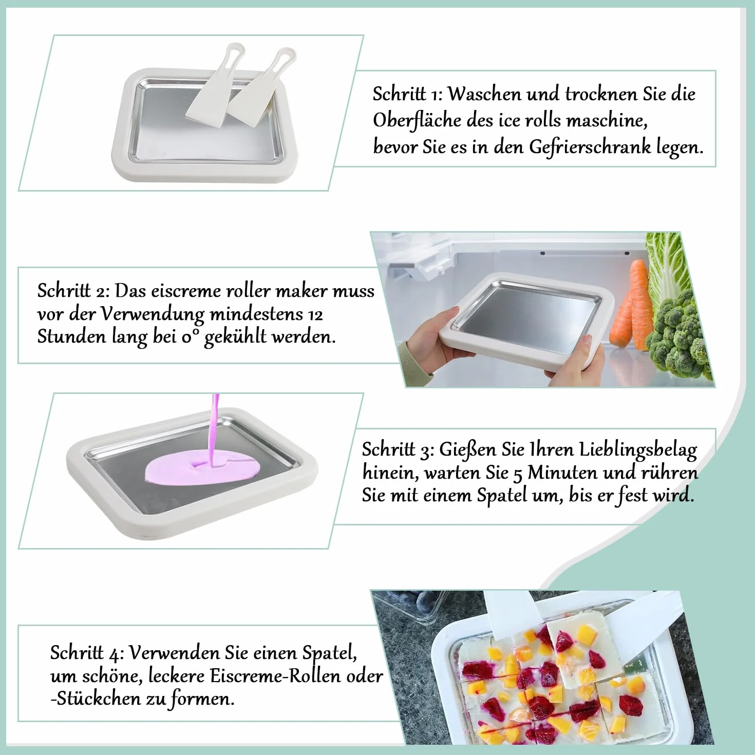 Aohcae Maszyna do robienia lodów z 2 szpatułkami ze stali nierdzewnej, do samodzielnego wykonania lodów, do mrożonego jogurtu, lody, Gelato