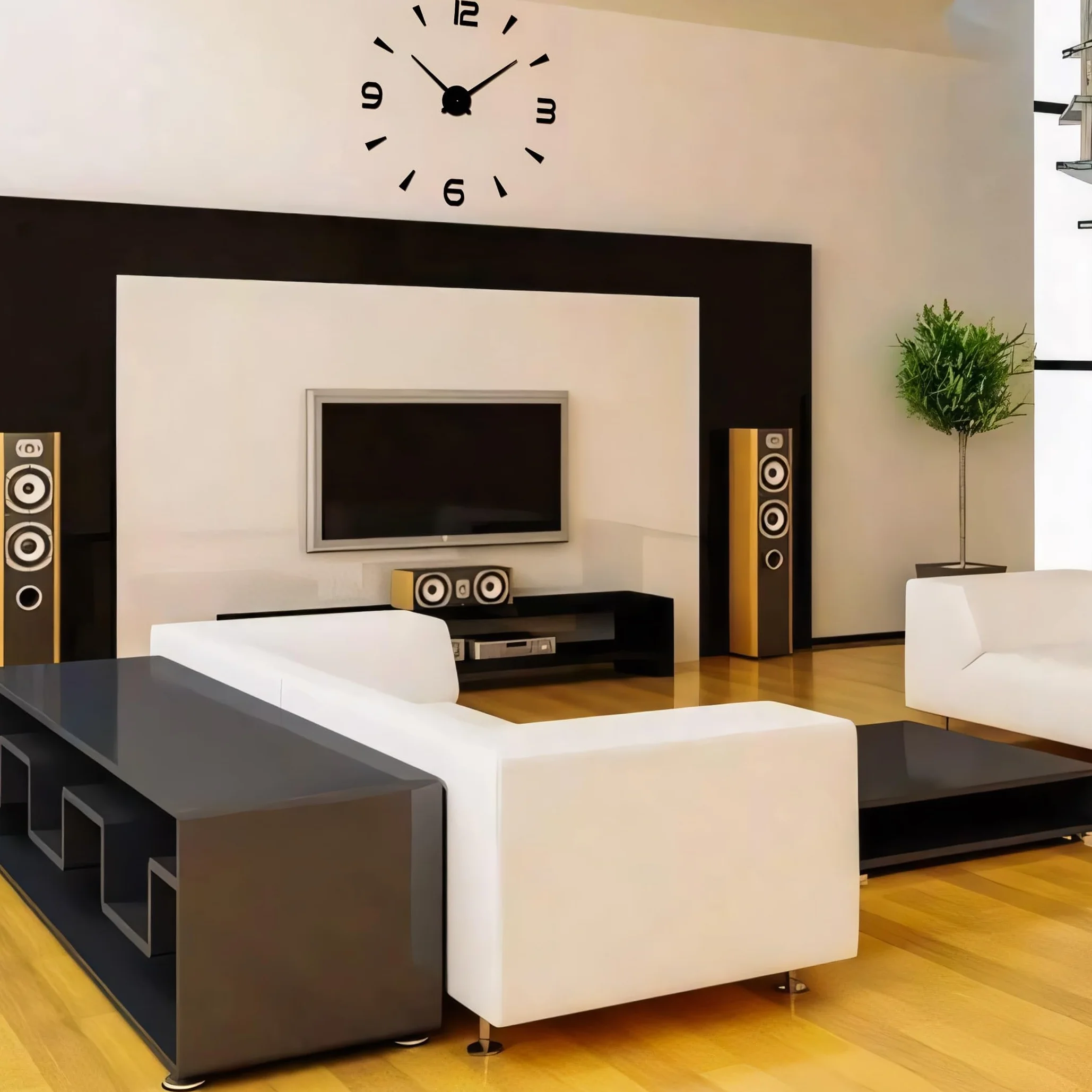 Retoo Zegar ścienny 3D DIY 70-130 cm Duży, bez ramki, do samodzielnego przyklejenia, nowoczesny zegar ścienny z cichym mechanizmem, montaż o różnych rozmiarach, do dekoracji, salonu, sypialni, biura