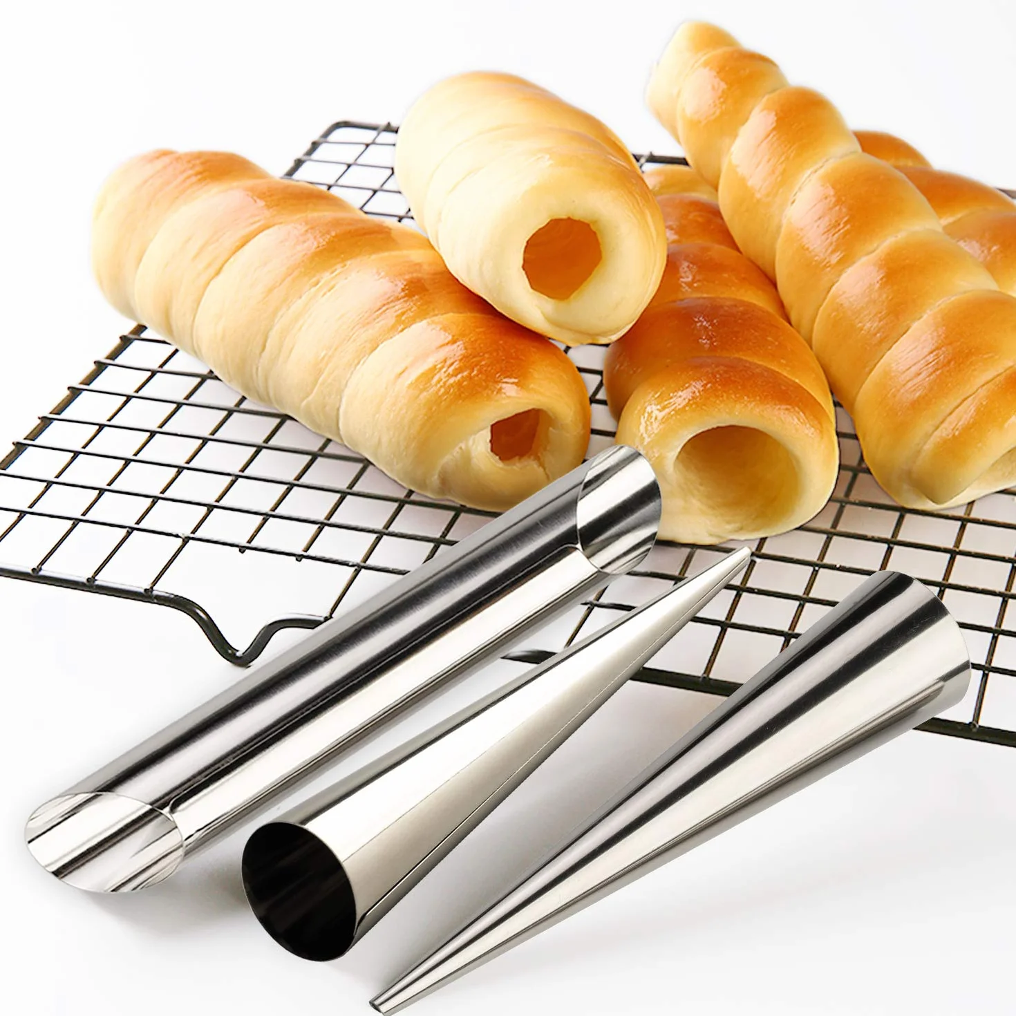 Kremowe formy do rogów ze stali nierdzewnej stożkowa forma rurowa do rur Cannoli rogalik (stożek kremowy)